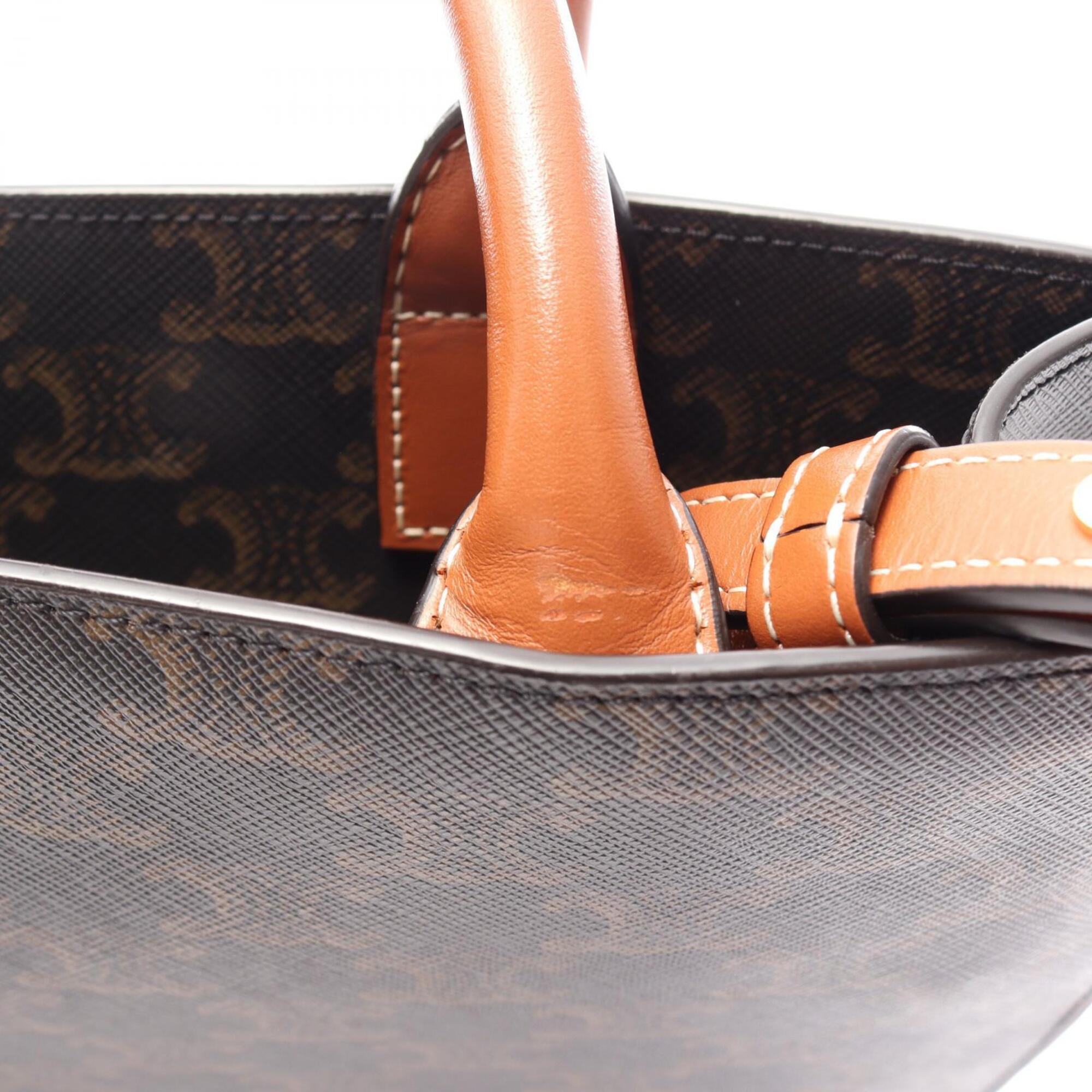 Celine Cabas Black Brown Coated Canvas Handbag Tote Bag (Pre-Owned)