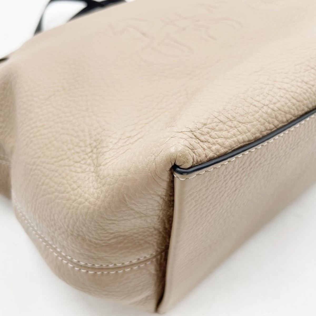 Coach Beige Black Leather Handbag Tote Bag (Pre-Owned)