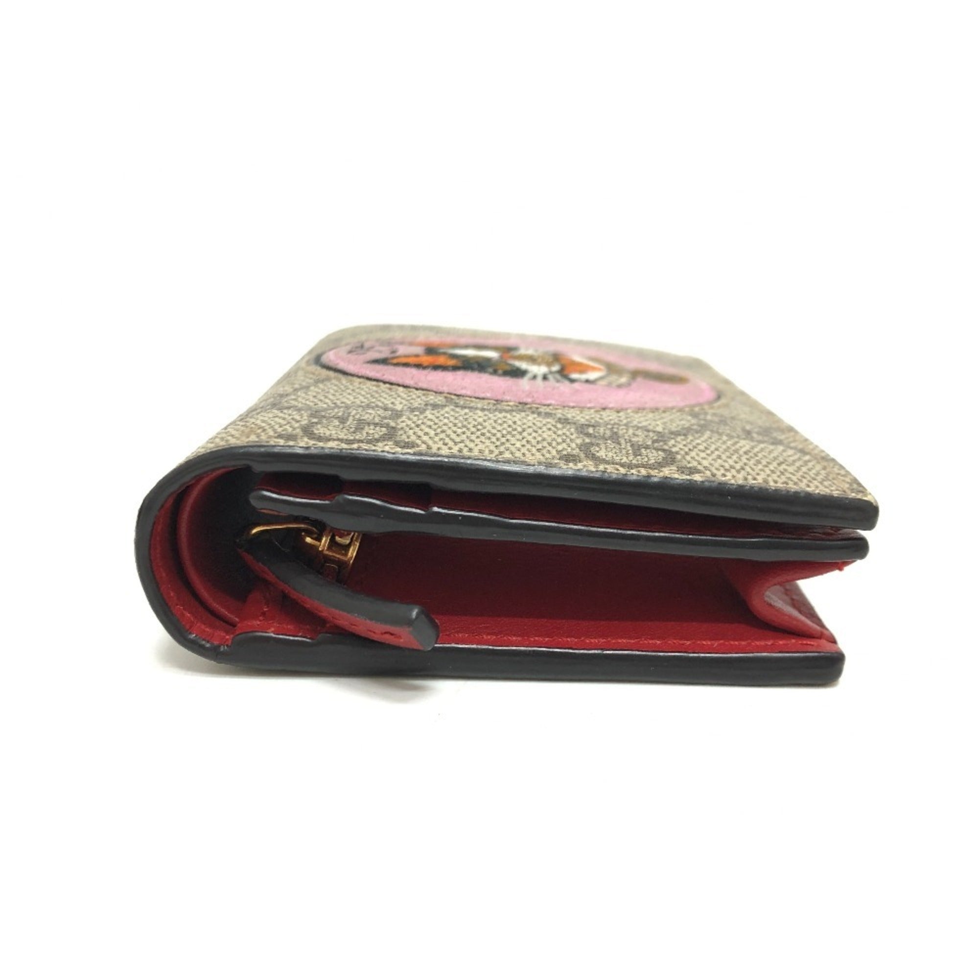 Gucci Beige Red Color Gg Supreme Canvas Wallet (Bi-Fold) (Pre-Owned)