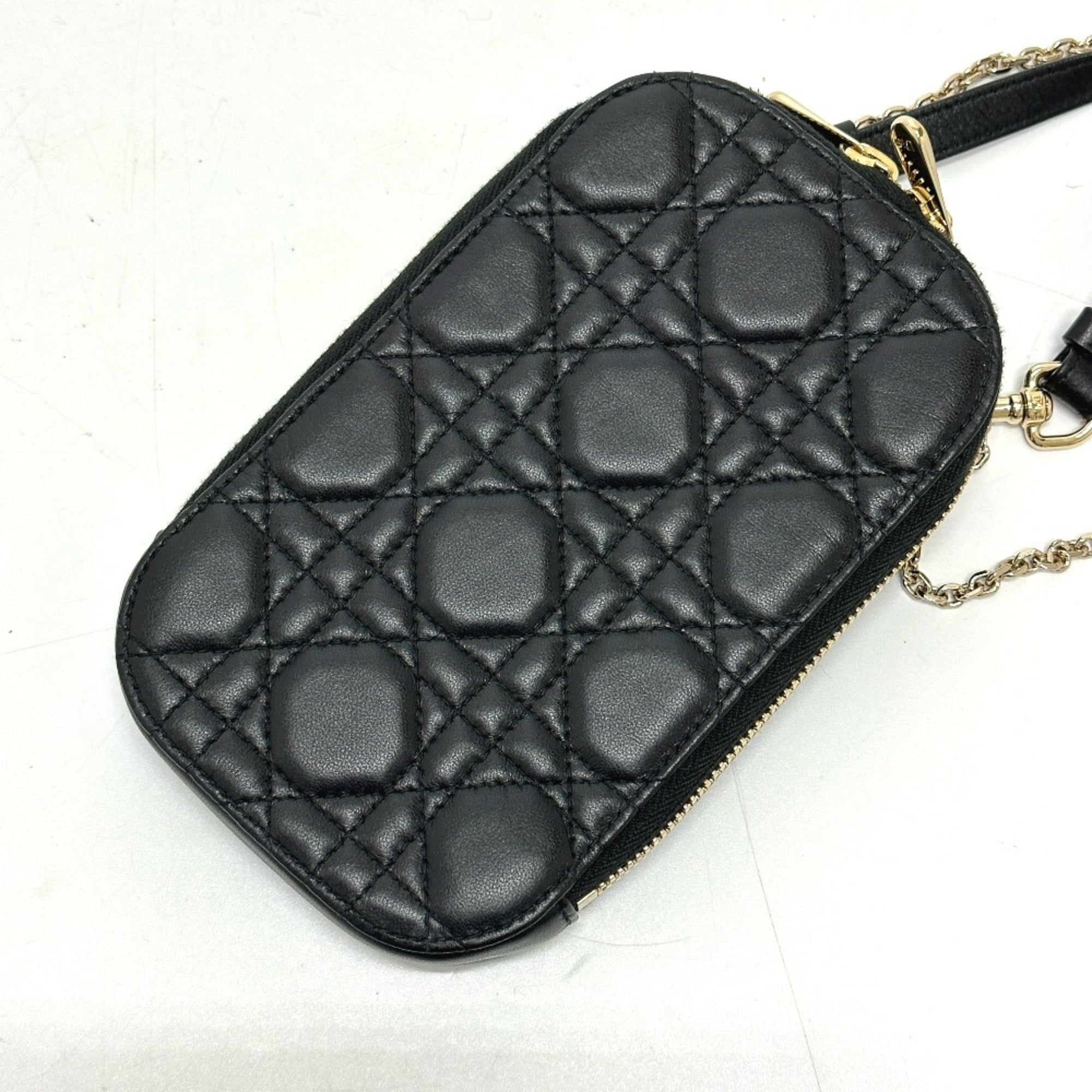 Christian Dior Cannage/Lady Dior Black Leather Shoulder Bag (Pre-Owned)