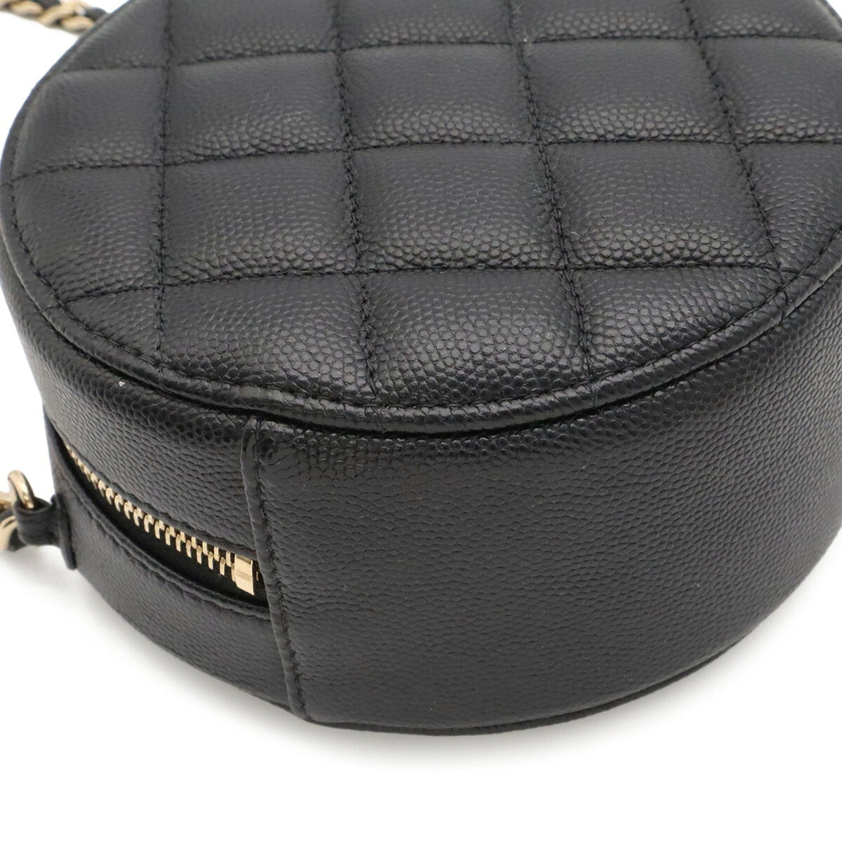 Chanel Matelasse Black Grained Calfskin Pochette Shoulder Bag (Pre-Owned)