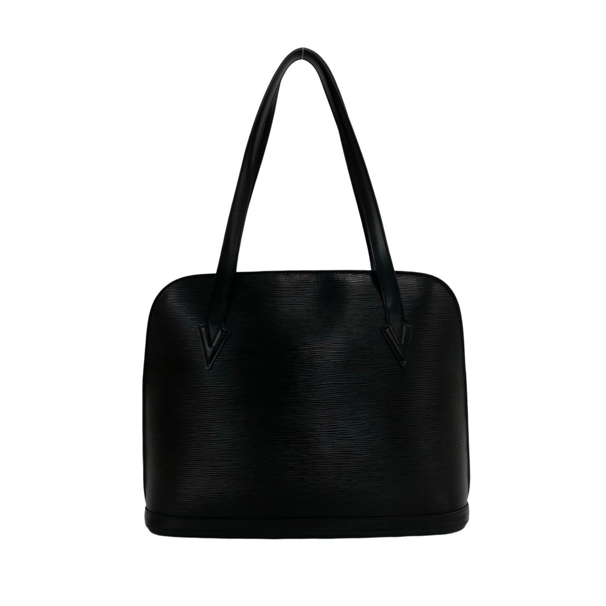 Louis Vuitton Black Leather Shoulder Bag Tote Bag (Pre-Owned)