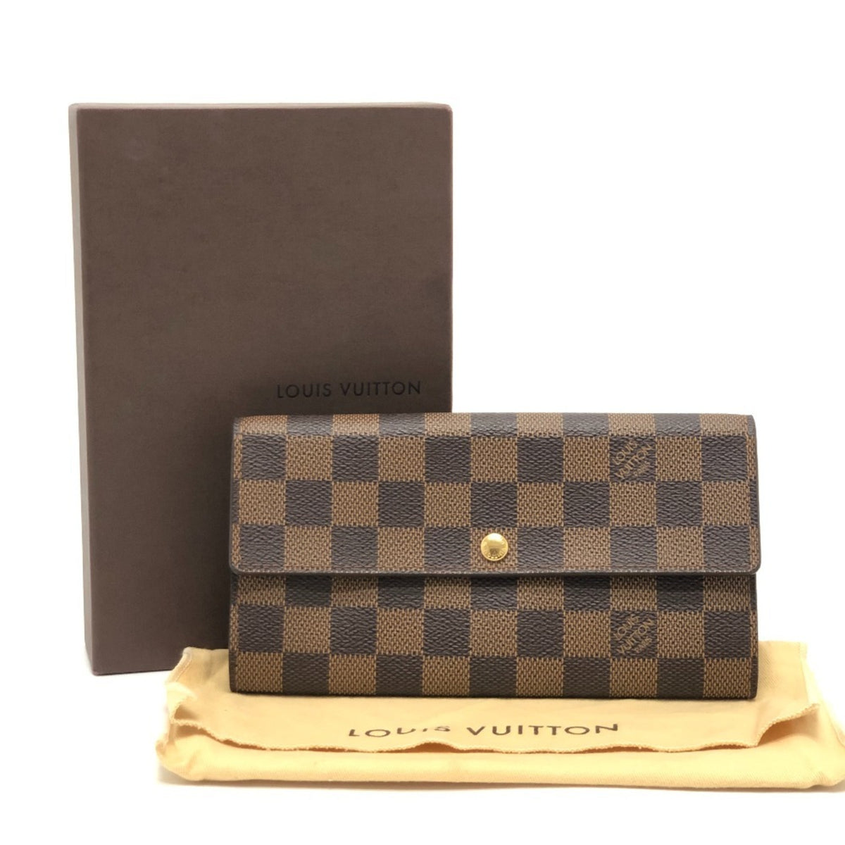 Louis Vuitton Damier Brown Ebene Damier Canvas Long Wallet (Bi-Fold) (Pre-Owned)