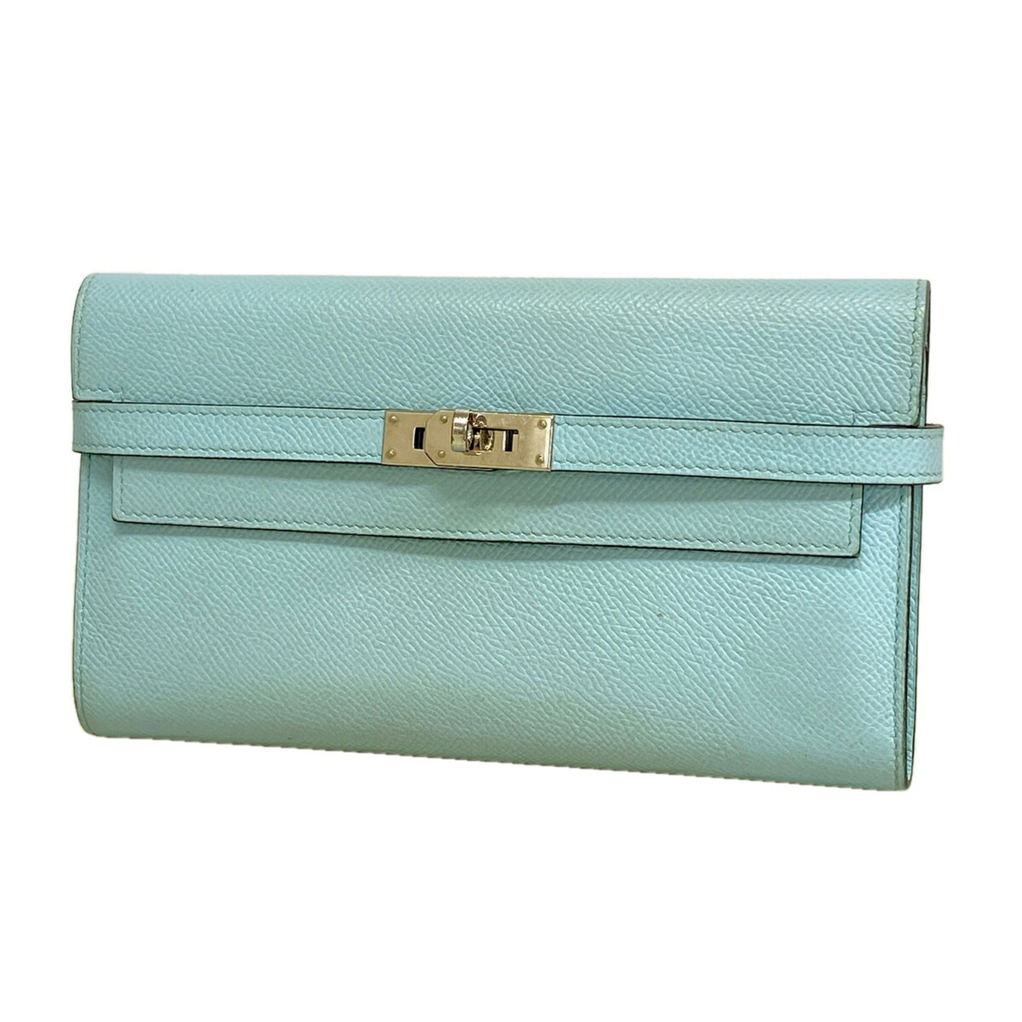 Hermes Blue Zephyr Epsom Leather Leather Long Wallet (Bi-Fold) (Pre-Owned)