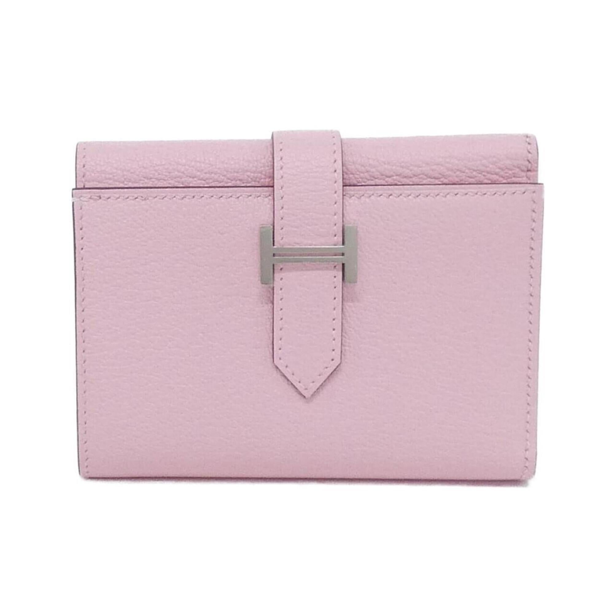 Hermes Rose Sakura Chevre Leather Wallet (Tri-Fold) (Pre-Owned)