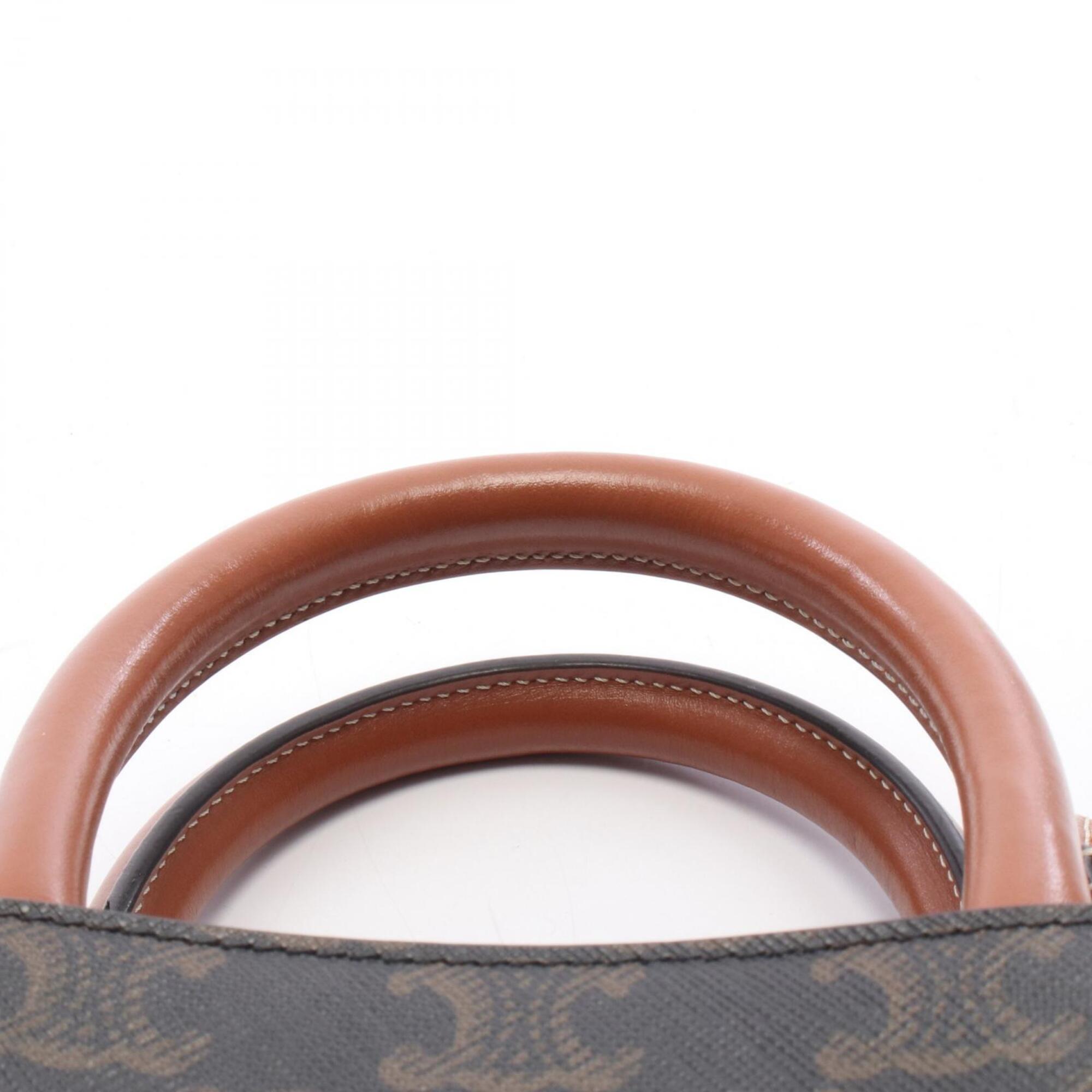 Celine Black Brown Coated Canvas Leather Handbag (Pre-Owned)