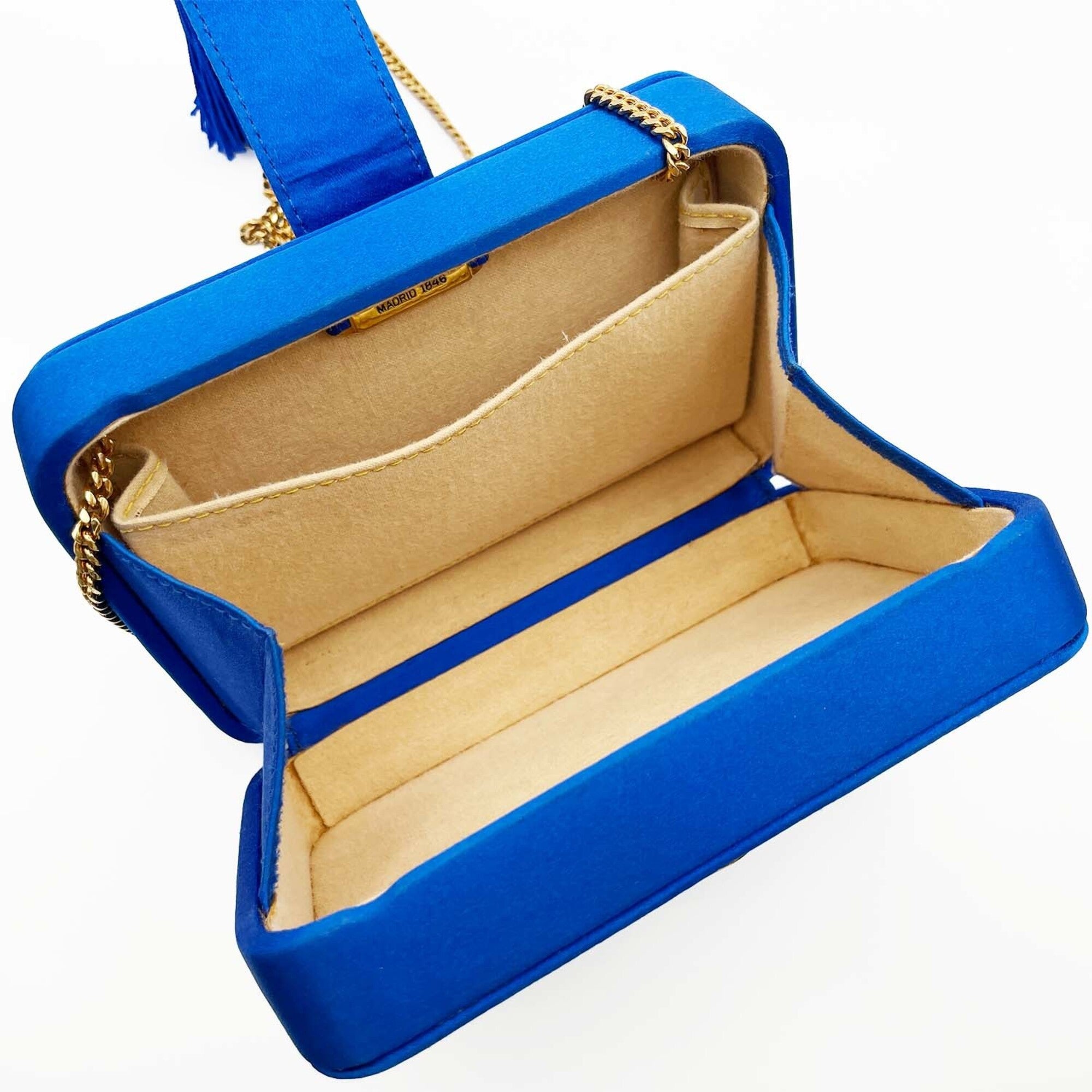 Loewe Blue Satin Clutch Bag Shoulder Bag (Pre-Owned)