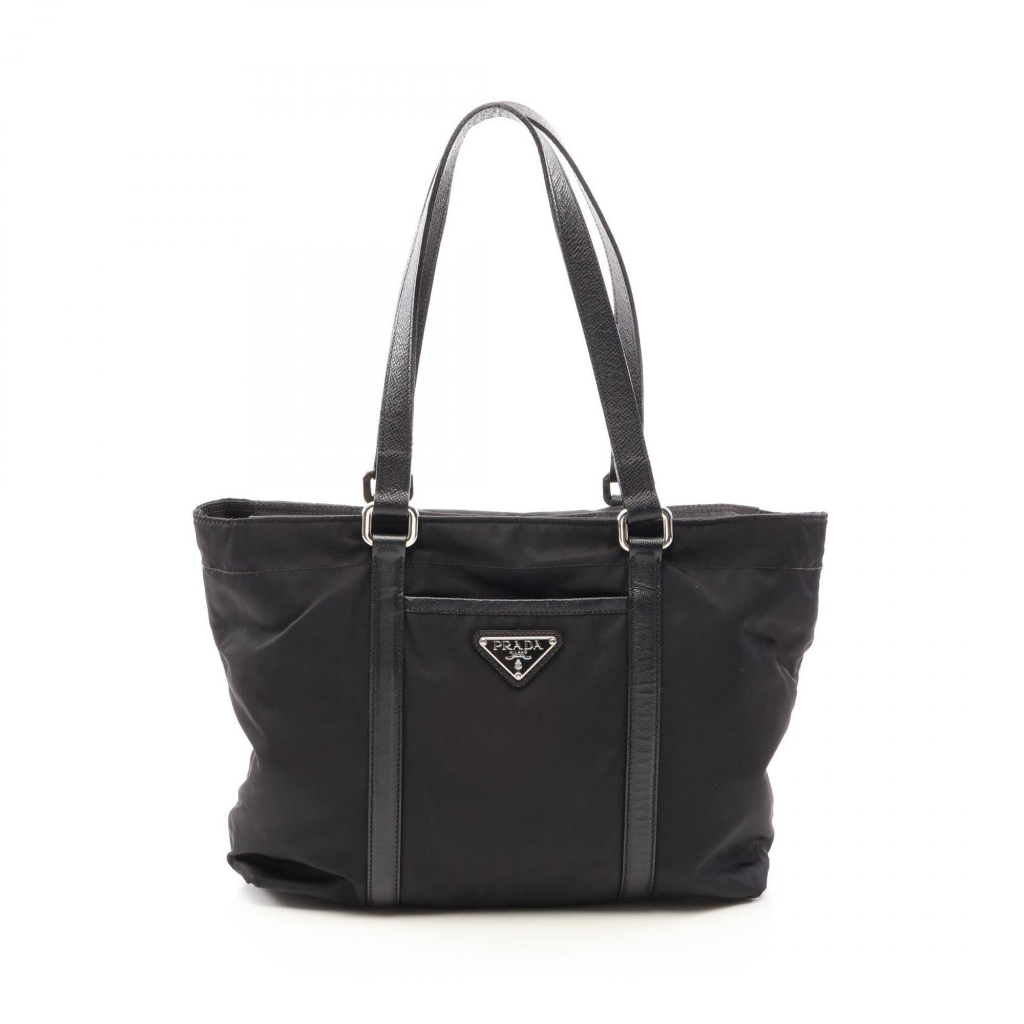 Prada Black Nylon Leather Tote Bag (Pre-Owned)