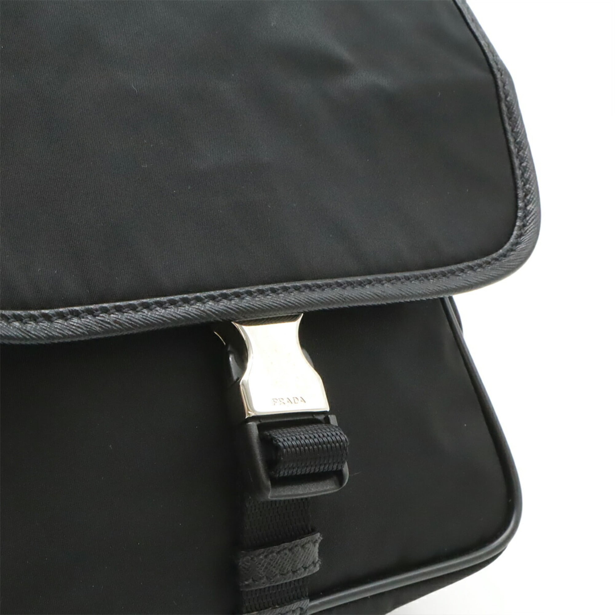 Prada Black Nero Nylon Leather Pochette Shoulder Bag (Pre-Owned)