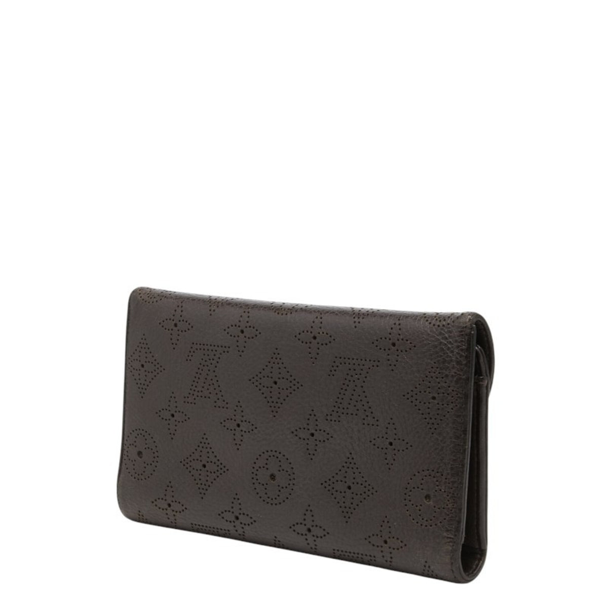 Louis Vuitton Monogram Dark Brown Leather Long Wallet (Tri-Fold) (Pre-Owned)