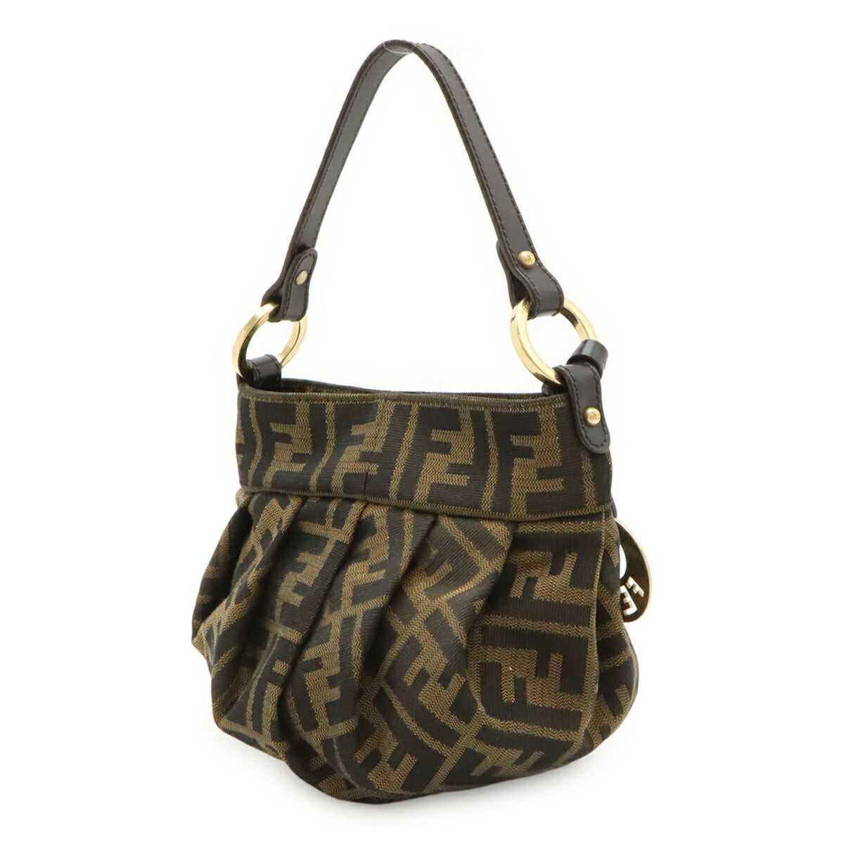 Fendi Black Brown Canvas Leather Handbag (Pre-Owned)