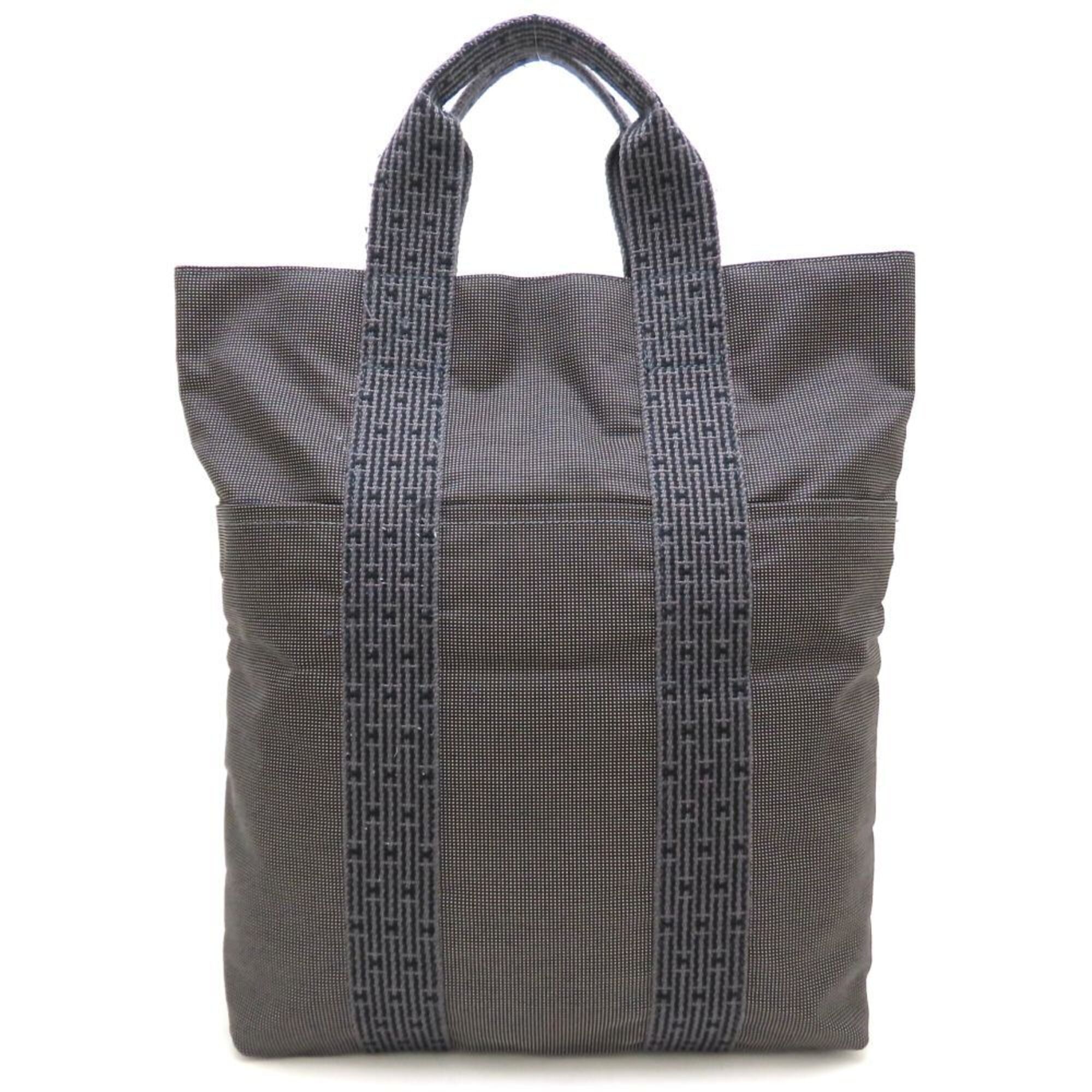Hermes Her Line Gray Nylon Canvas Handbag (Pre-Owned)
