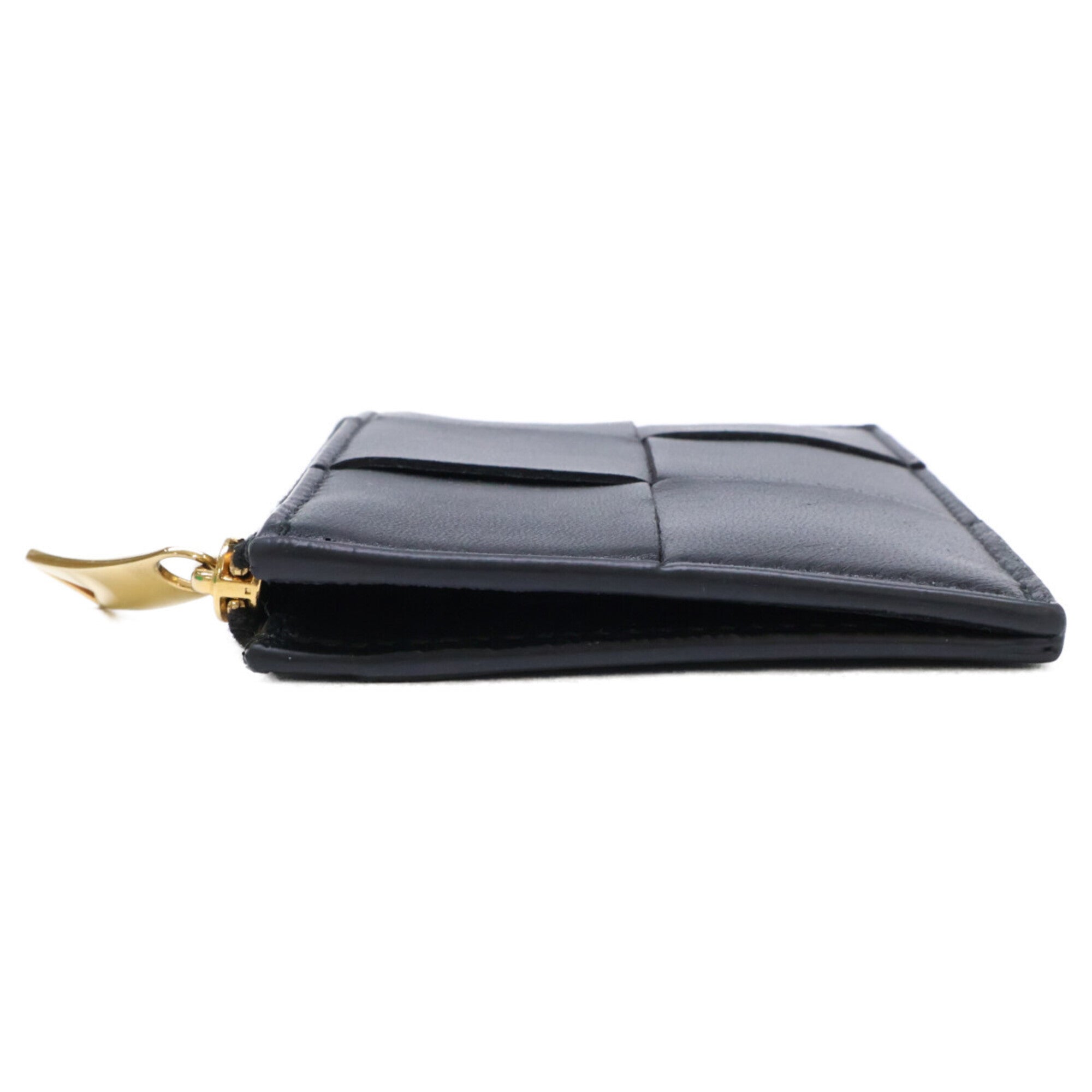 Bottega Veneta Black Leather Coin Purse/Coin Case (Pre-Owned)