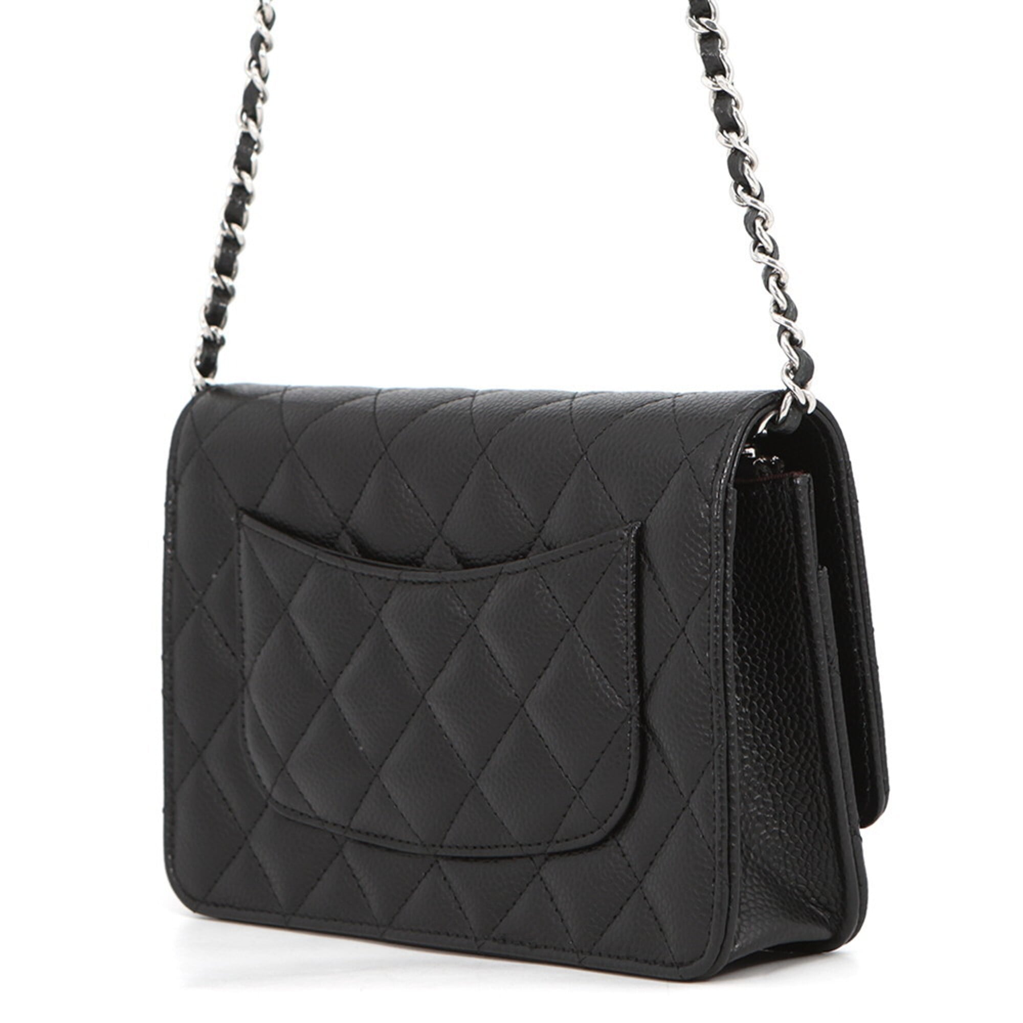 Chanel Matelasse Black Grained Calfskin Chain/Shoulder Wallet (Pre-Owned)