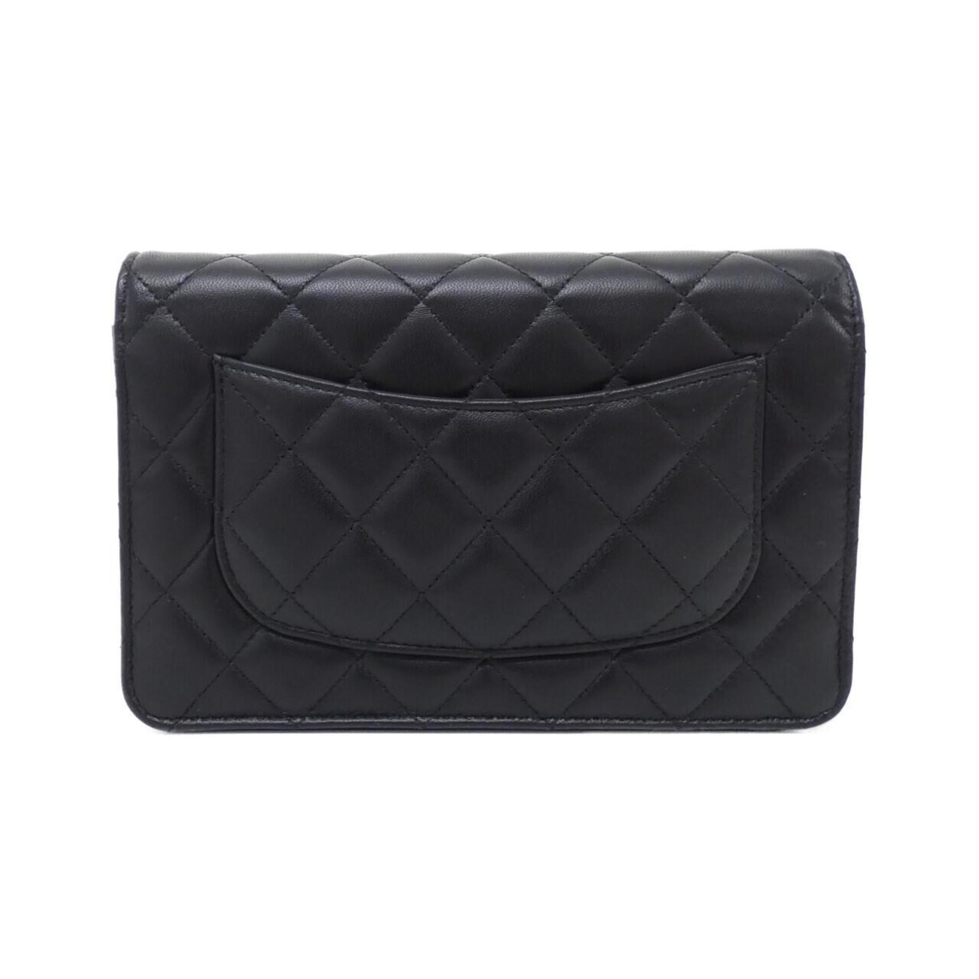 Chanel Black Leather Chain/Shoulder Wallet (Pre-Owned)