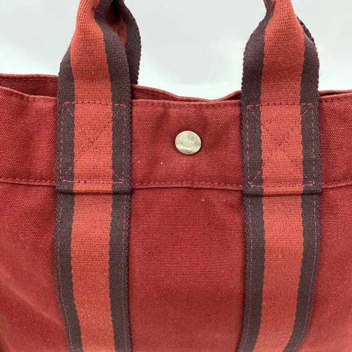 Hermes Red Color Canvas Handbag (Pre-Owned)