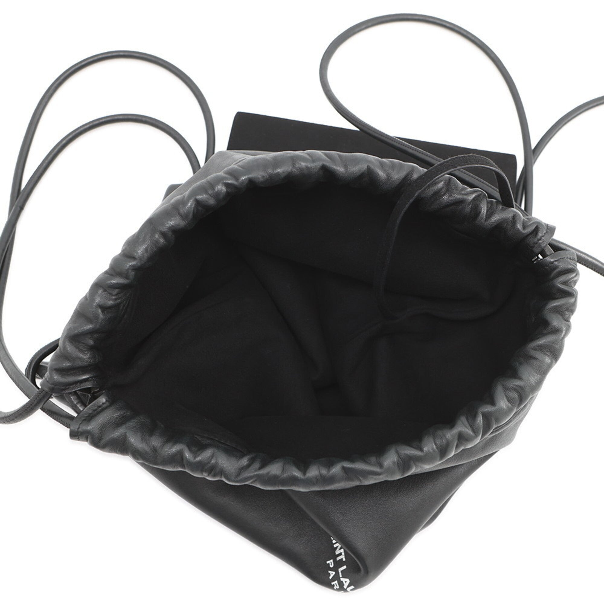 Yves Saint Laurent Black Leather Backpack Handbag Pouch (Pre-Owned)