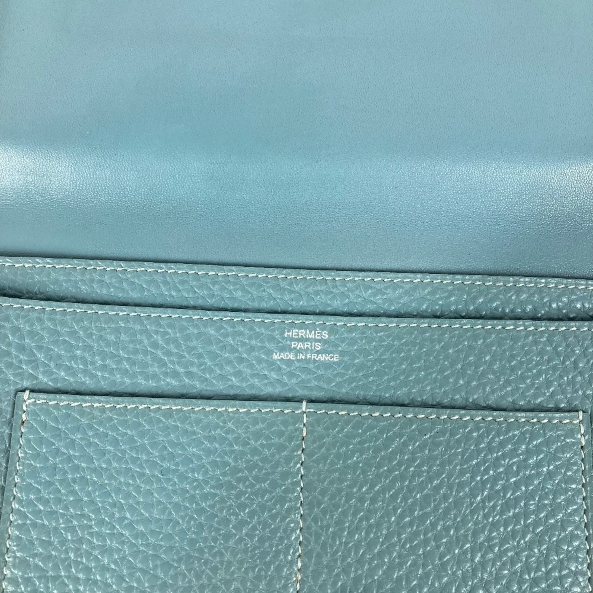 Hermes Dogon Duo Blue Togo Leather Long Wallet (Bi-Fold) (Pre-Owned)