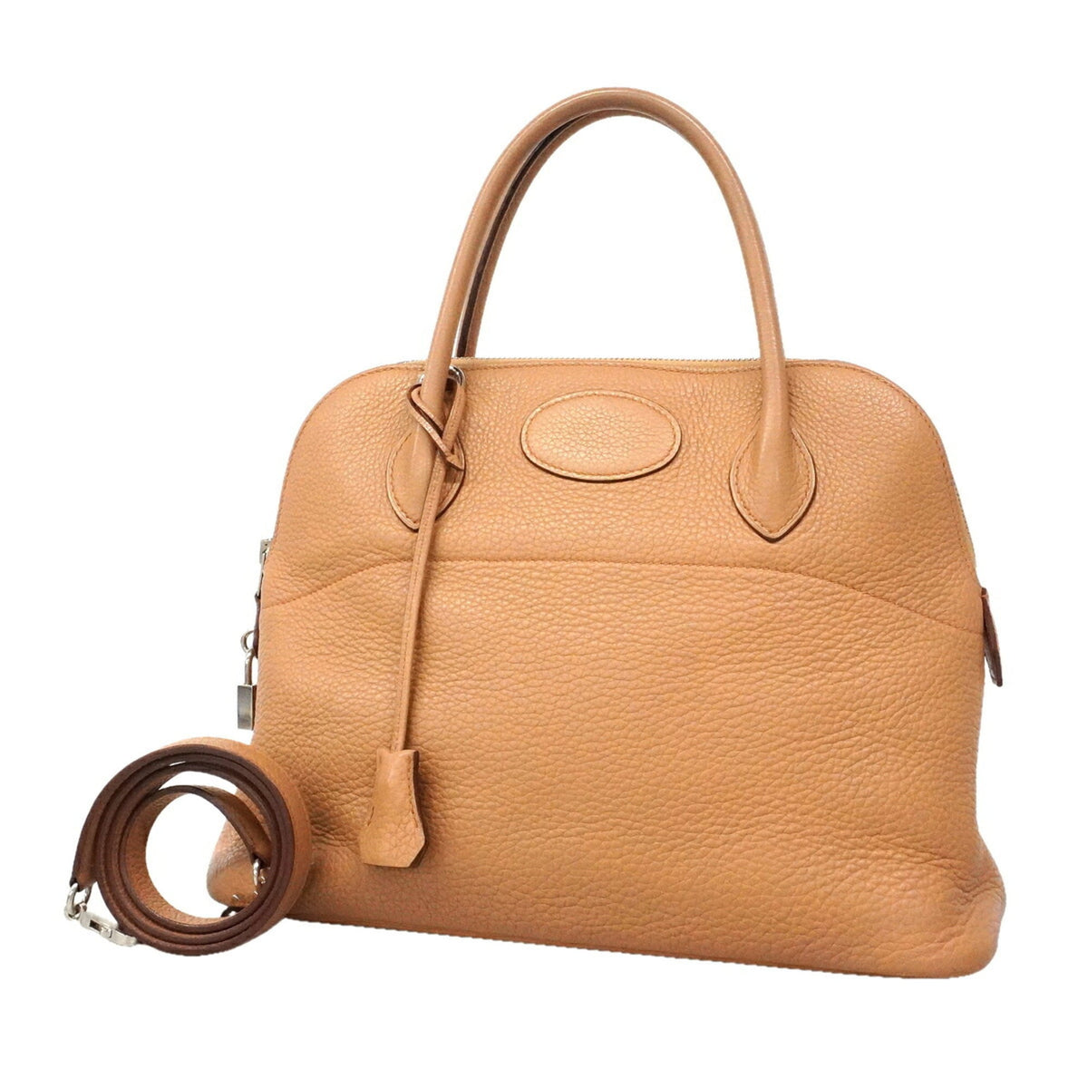 Hermes Beige Taurillon Clemence Leather Handbag (Pre-Owned)