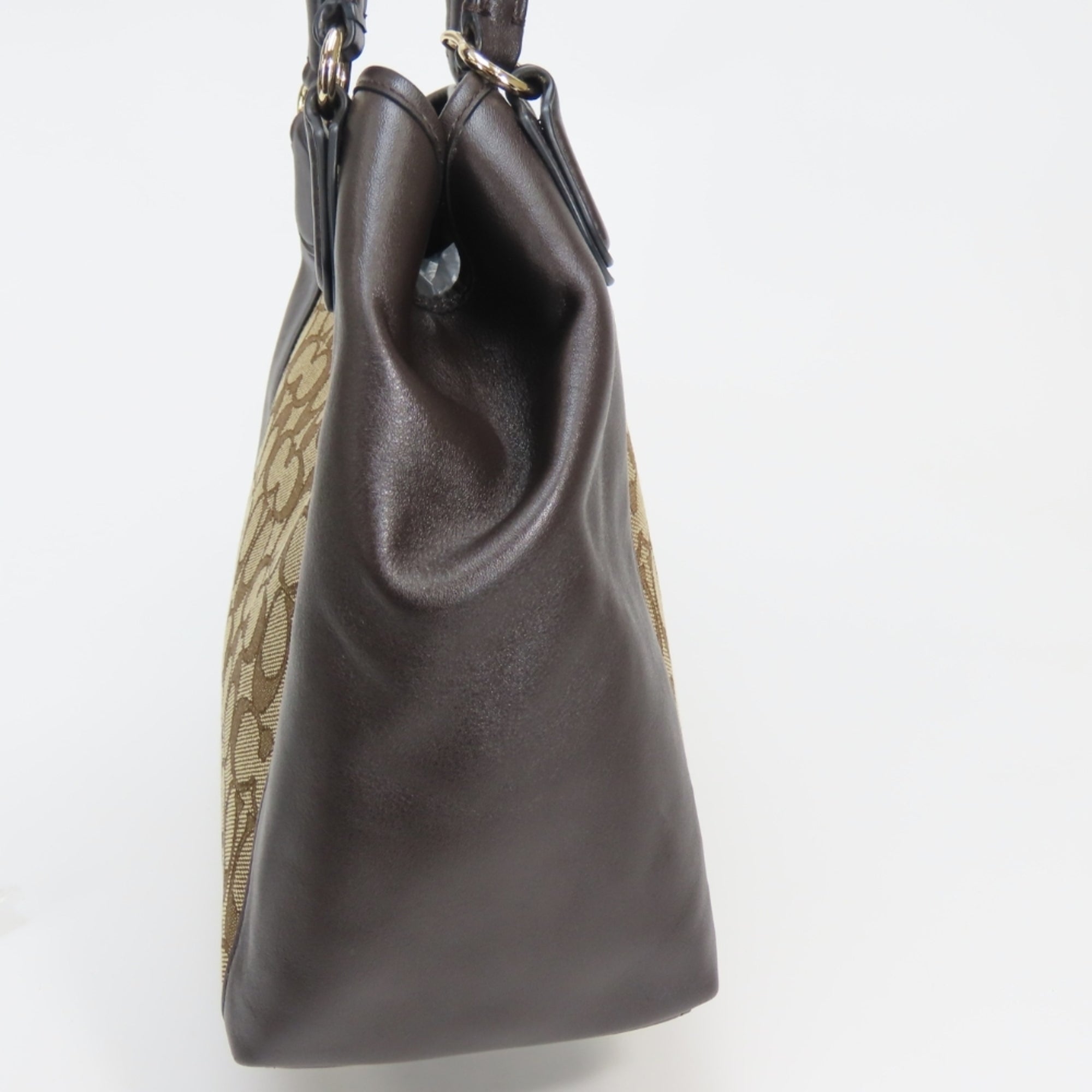 Coach Signature Beige Dark Brown Canvas Leather Tote Bag (Pre-Owned)