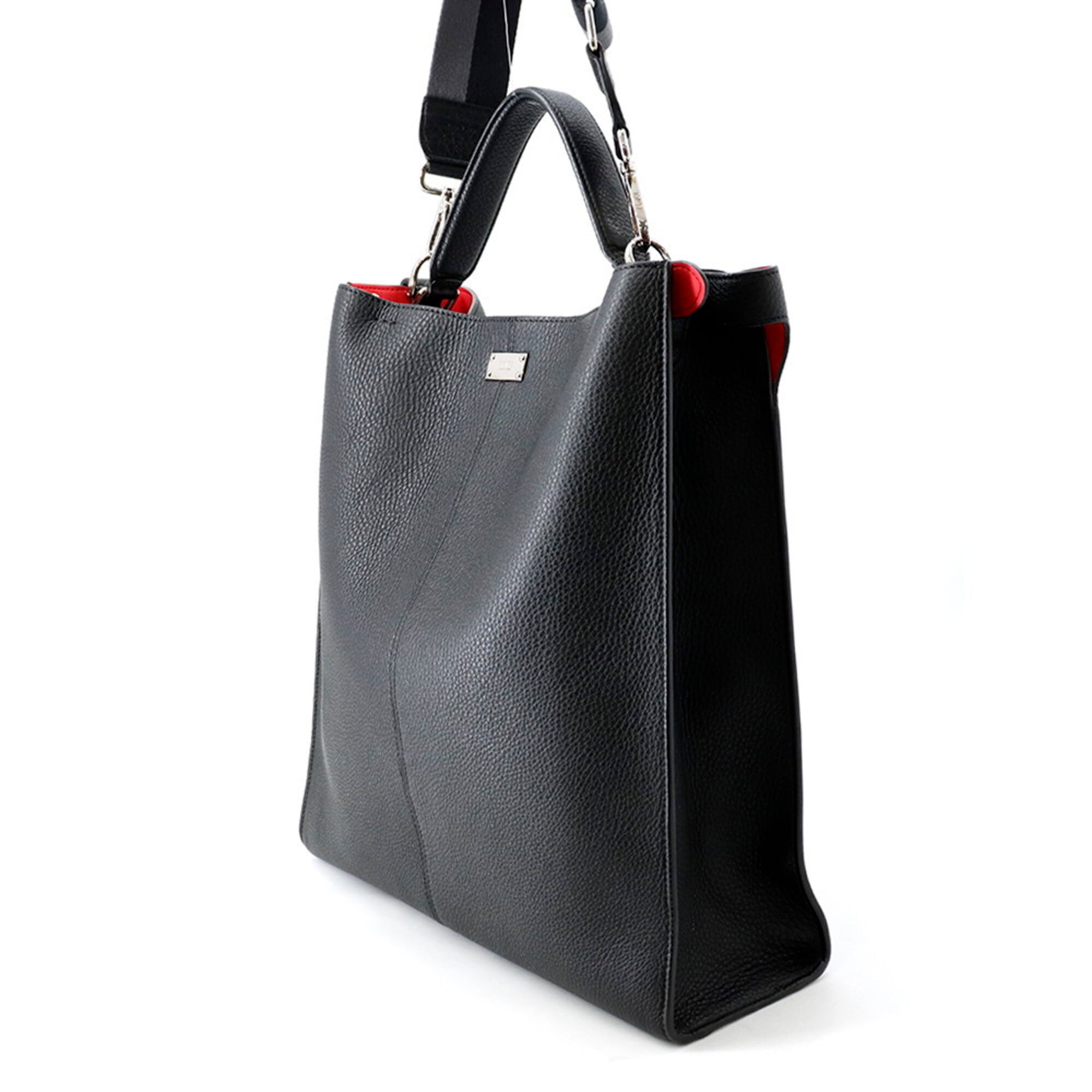 Fendi Peekaboo Black Leather Handbag Tote Bag (Pre-Owned)