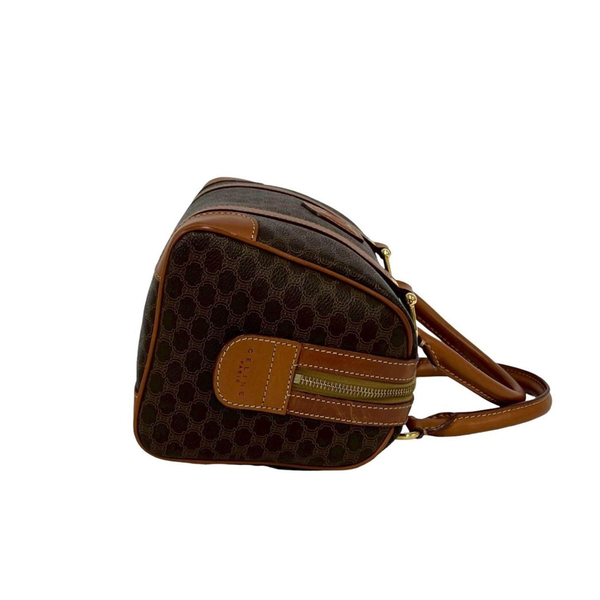 Celine Brown Pvc Leather Boston Bag Handbag (Pre-Owned)