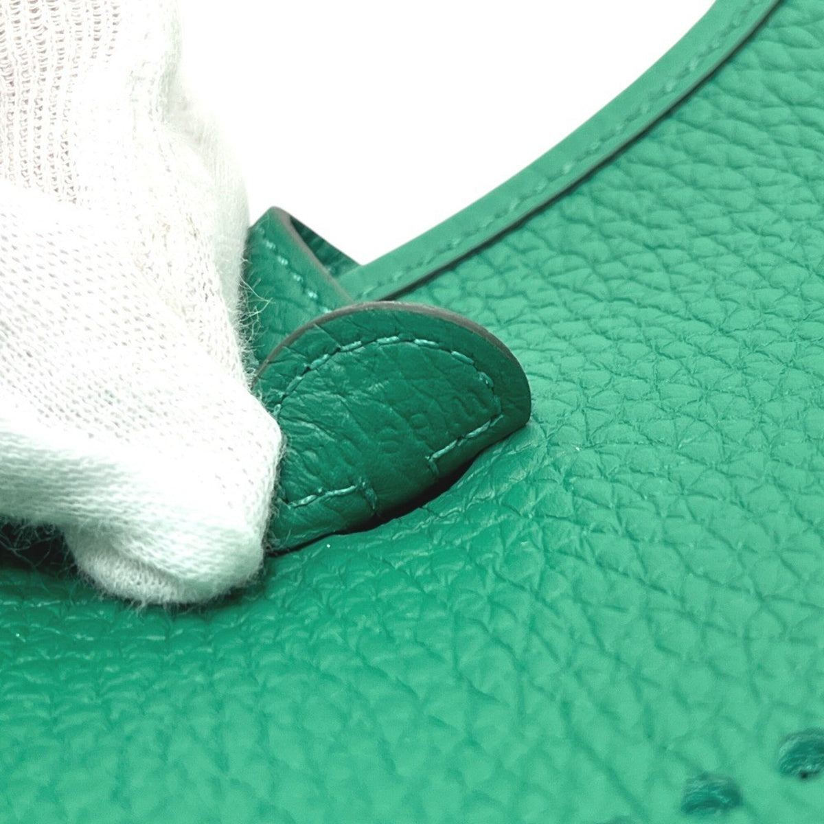 Hermes Green Taurillon Clemence Leather Handbag Shoulder Bag (Pre-Owned)