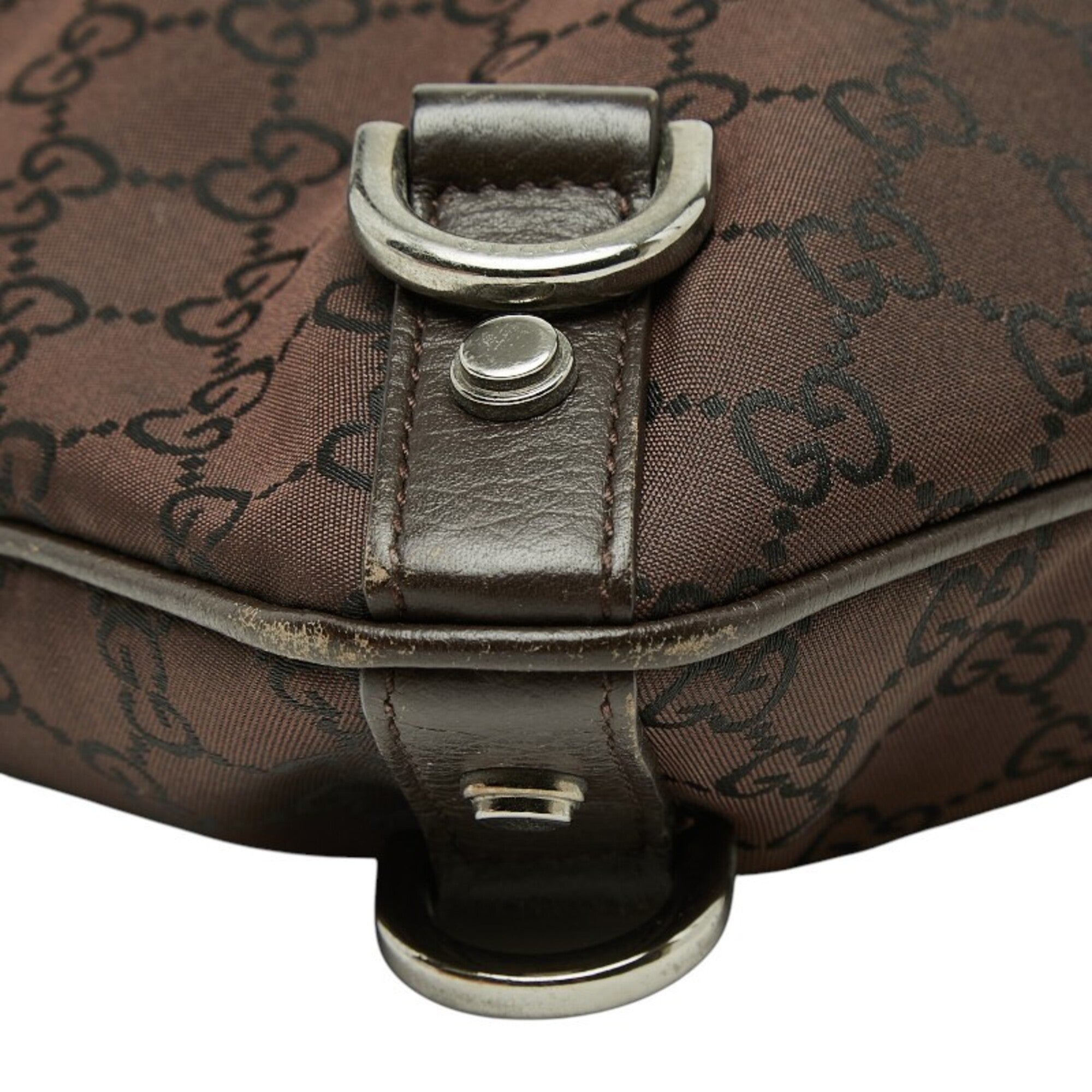 Gucci Brown Nylon Leather Shoulder Bag (Pre-Owned)