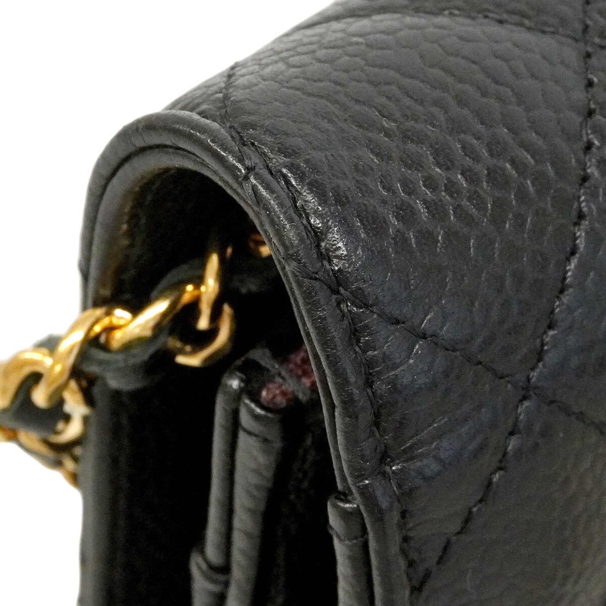 Chanel Black Grained Calfskin Chain/Shoulder Wallet (Pre-Owned)