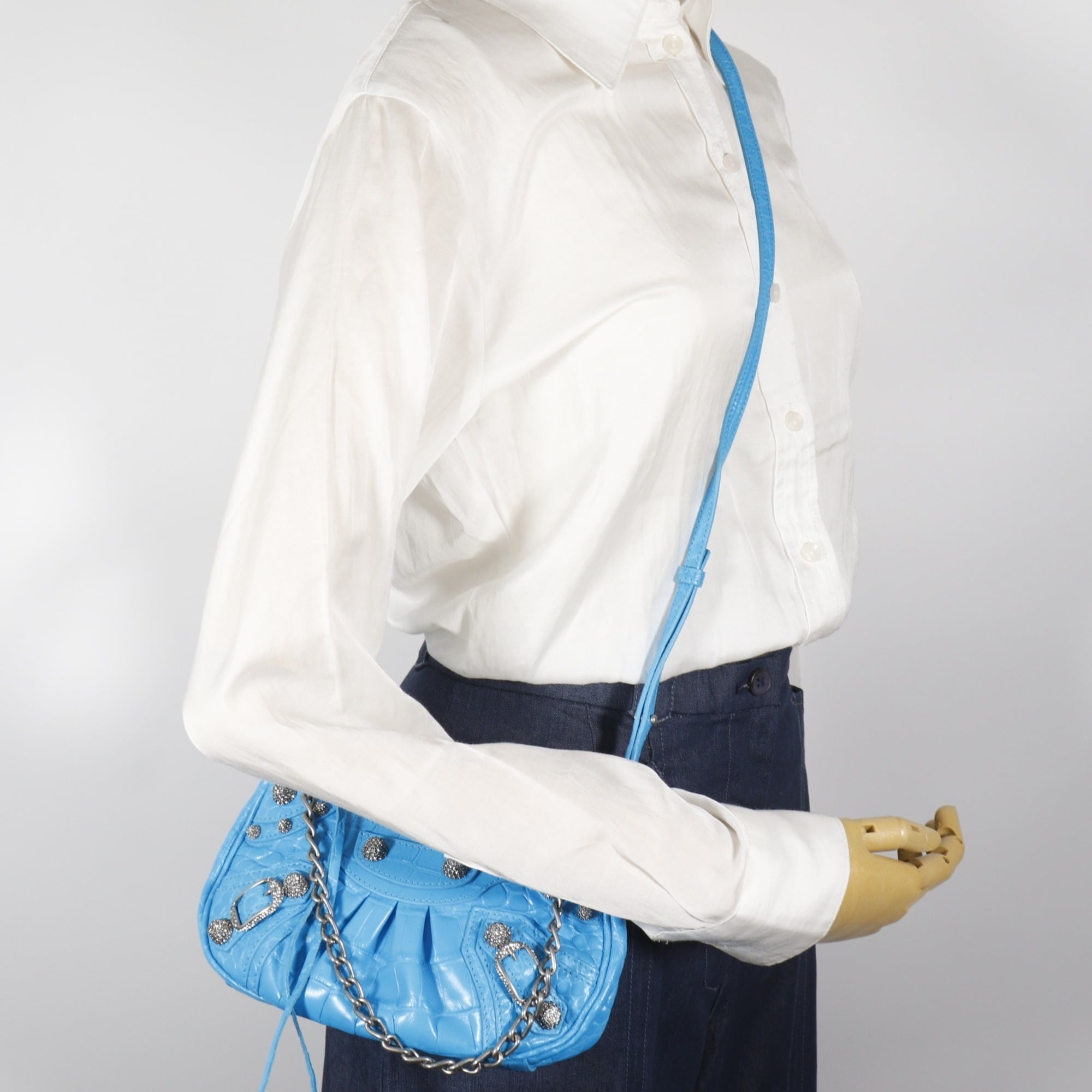 Balenciaga Light Blue Leather Shoulder Bag (Pre-Owned)