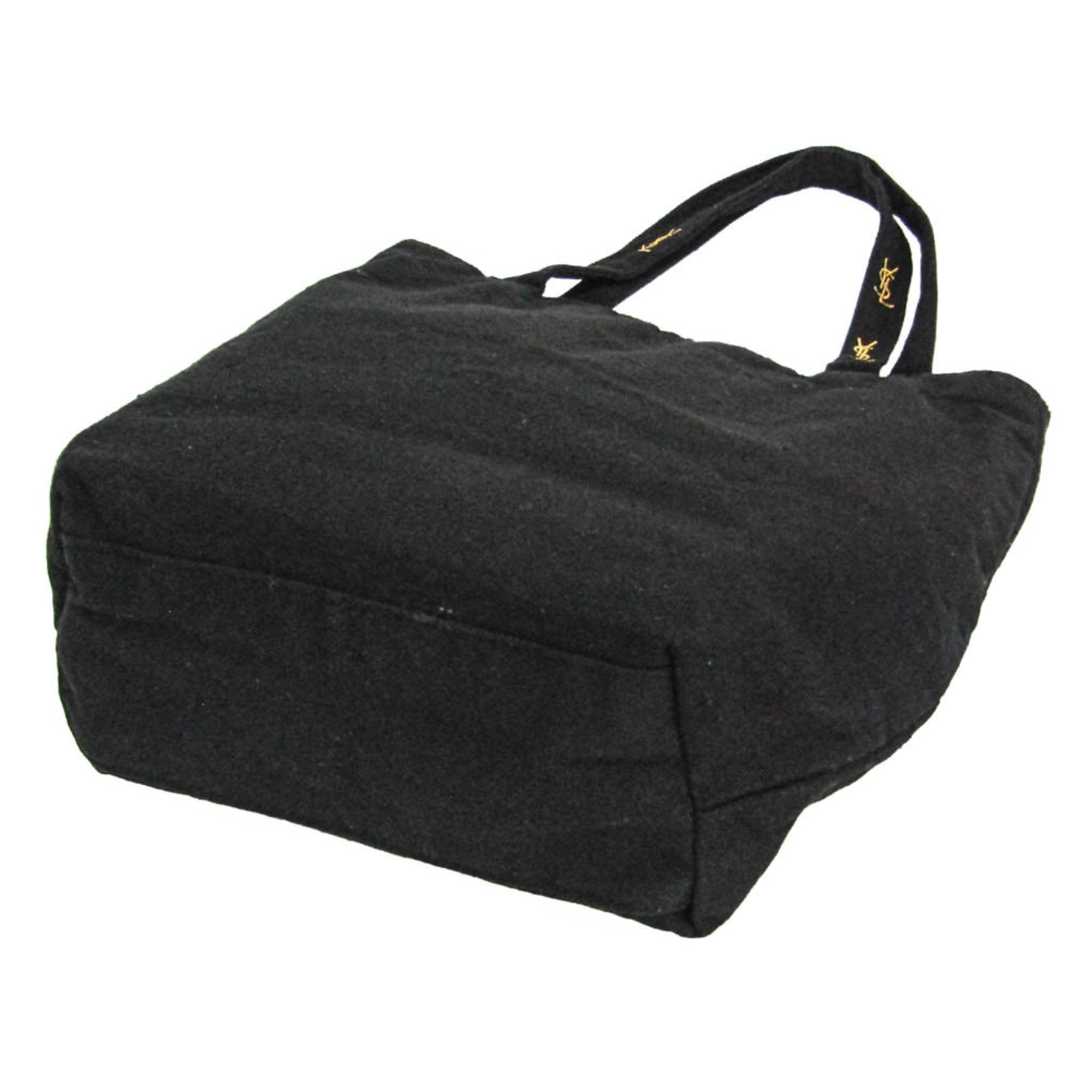 Yves Saint Laurent Black Canvas Handbag Tote Bag (Pre-Owned)