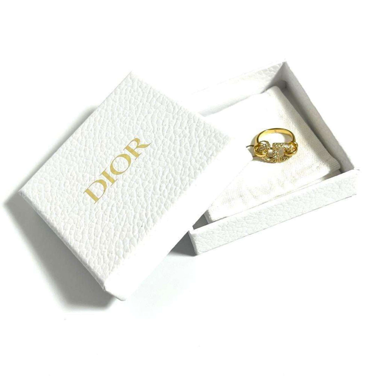 Christian Dior Metal Rhinestone Band Ring (Pre-Owned)