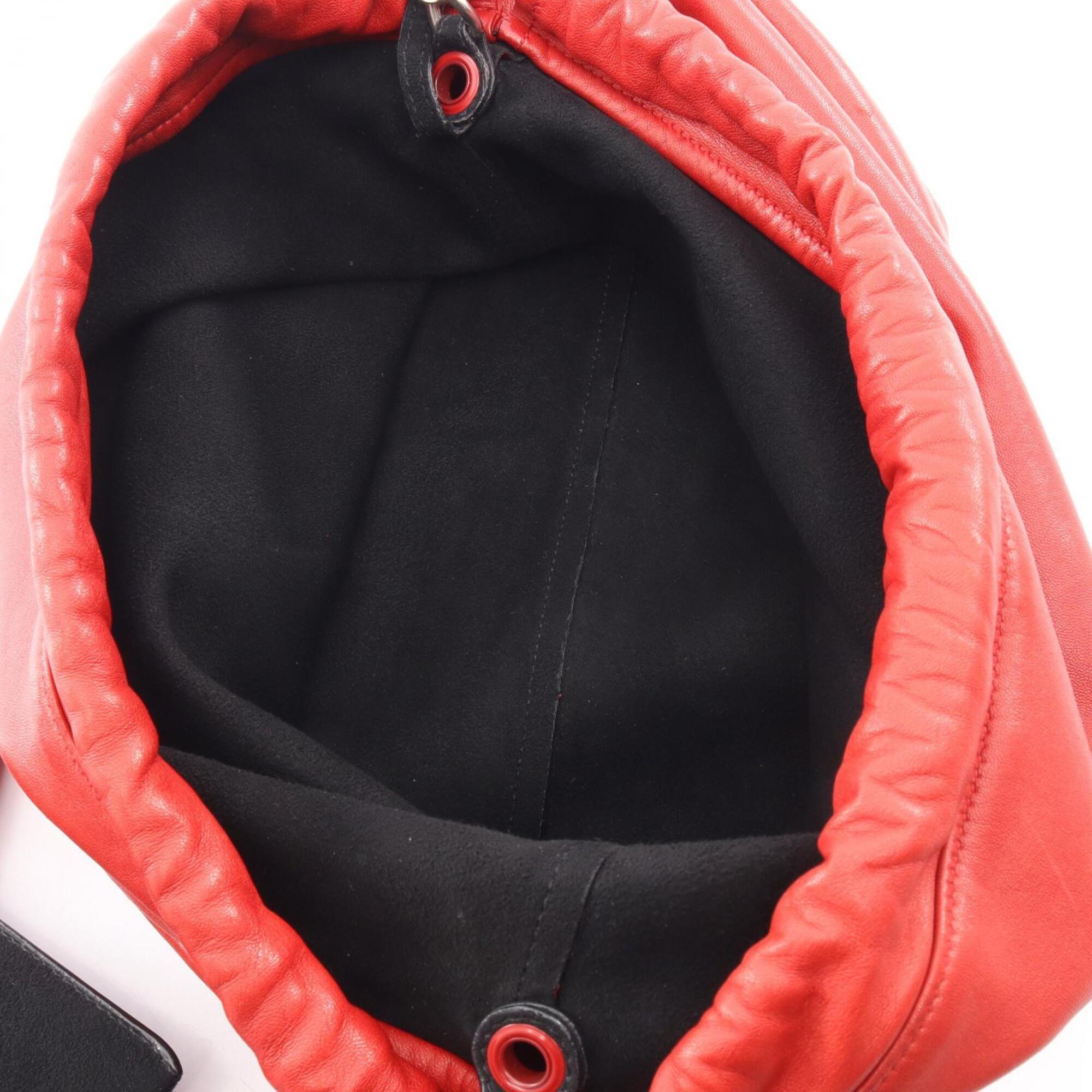 Saint Laurent Red Color Leather Handbag Pouch Shoulder Bag (Pre-Owned)