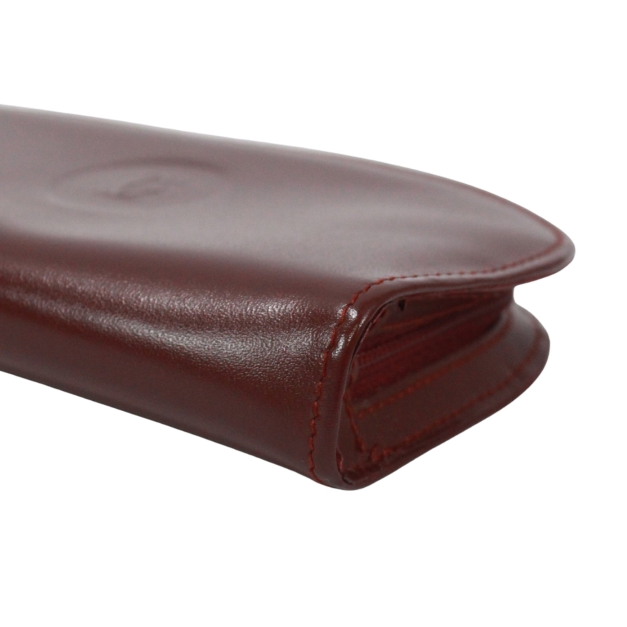 Cartier Bordeaux Leather Coin Purse/Coin Case (Pre-Owned)