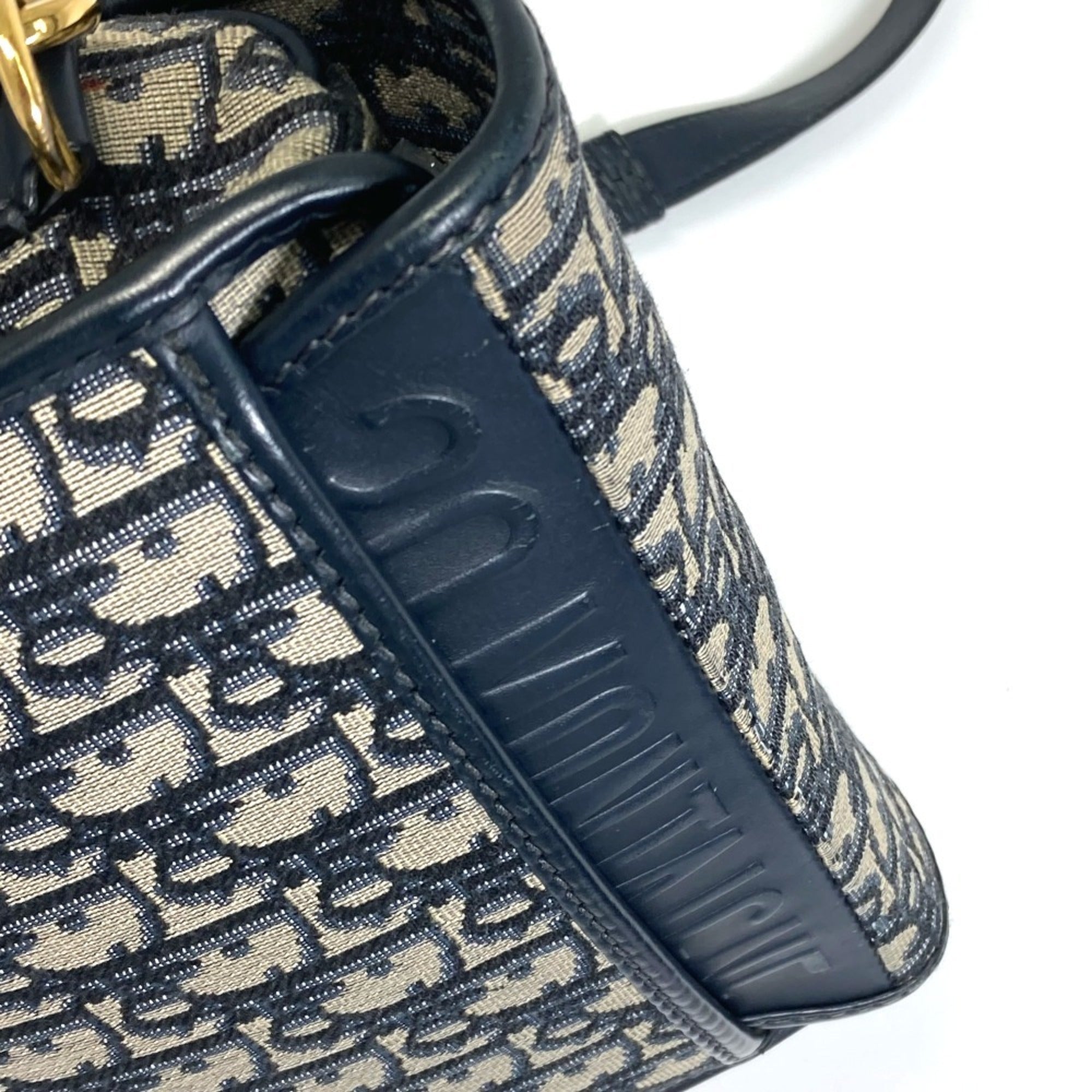 Christian Dior Navy Canvas Leather Pochette Shoulder Bag (Pre-Owned)