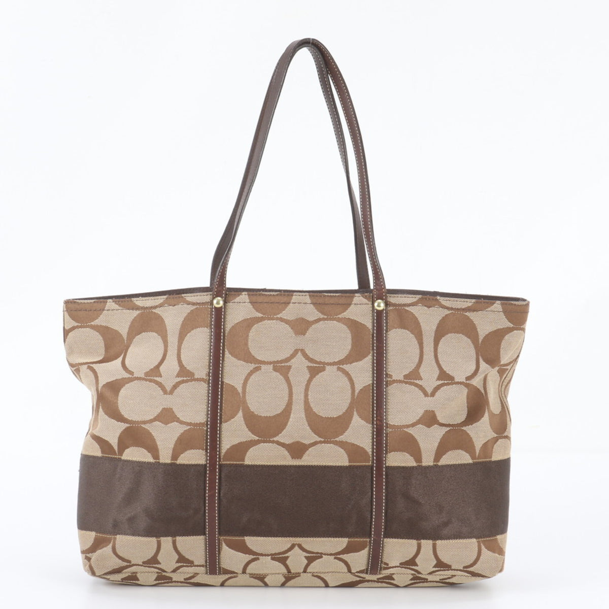 Coach Brown Leather Canvas Handbag Shoulder Bag Tote Bag (Pre-Owned)
