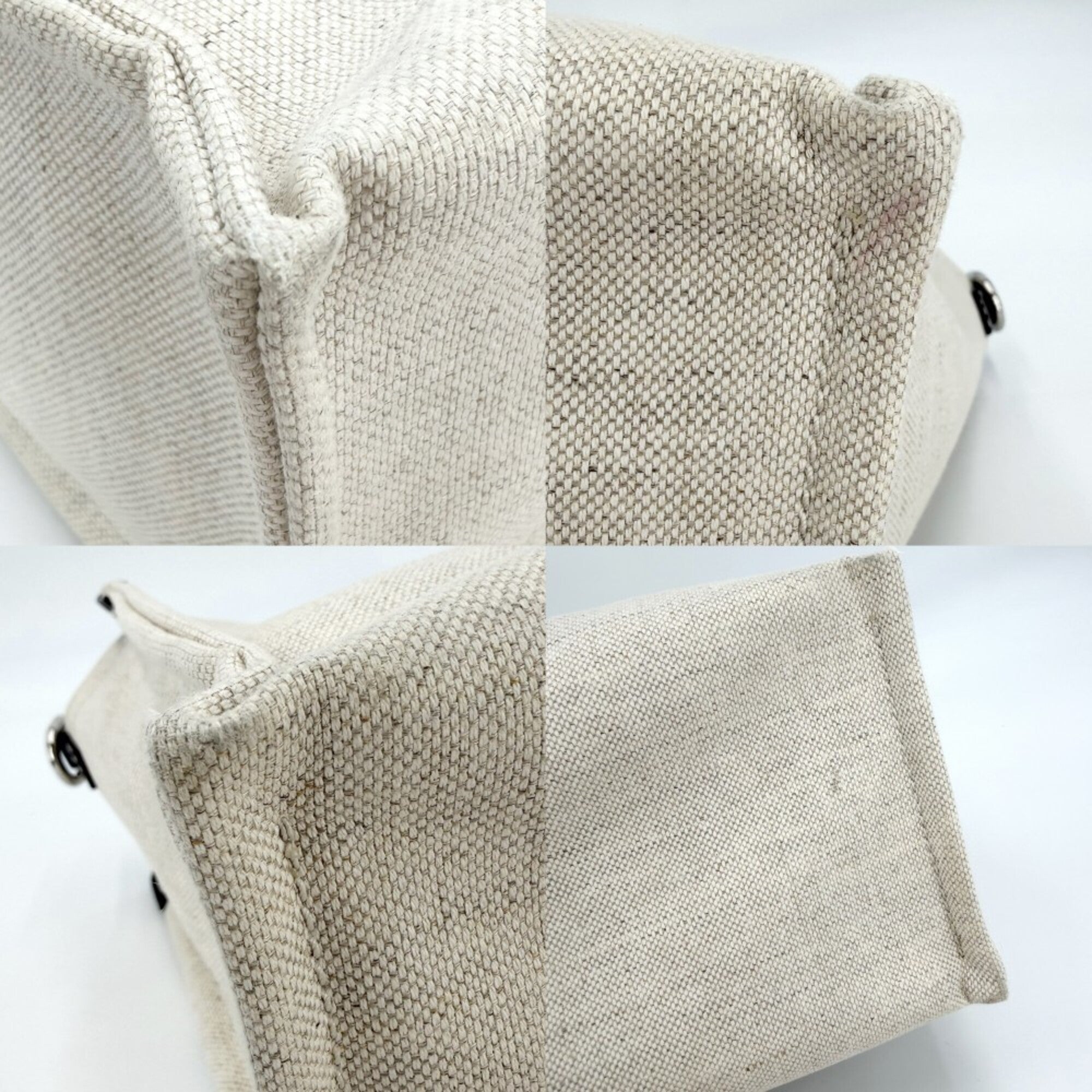 Gucci Beige Navy Cotton Canvas Leather Handbag Shoulder Bag (Pre-Owned)