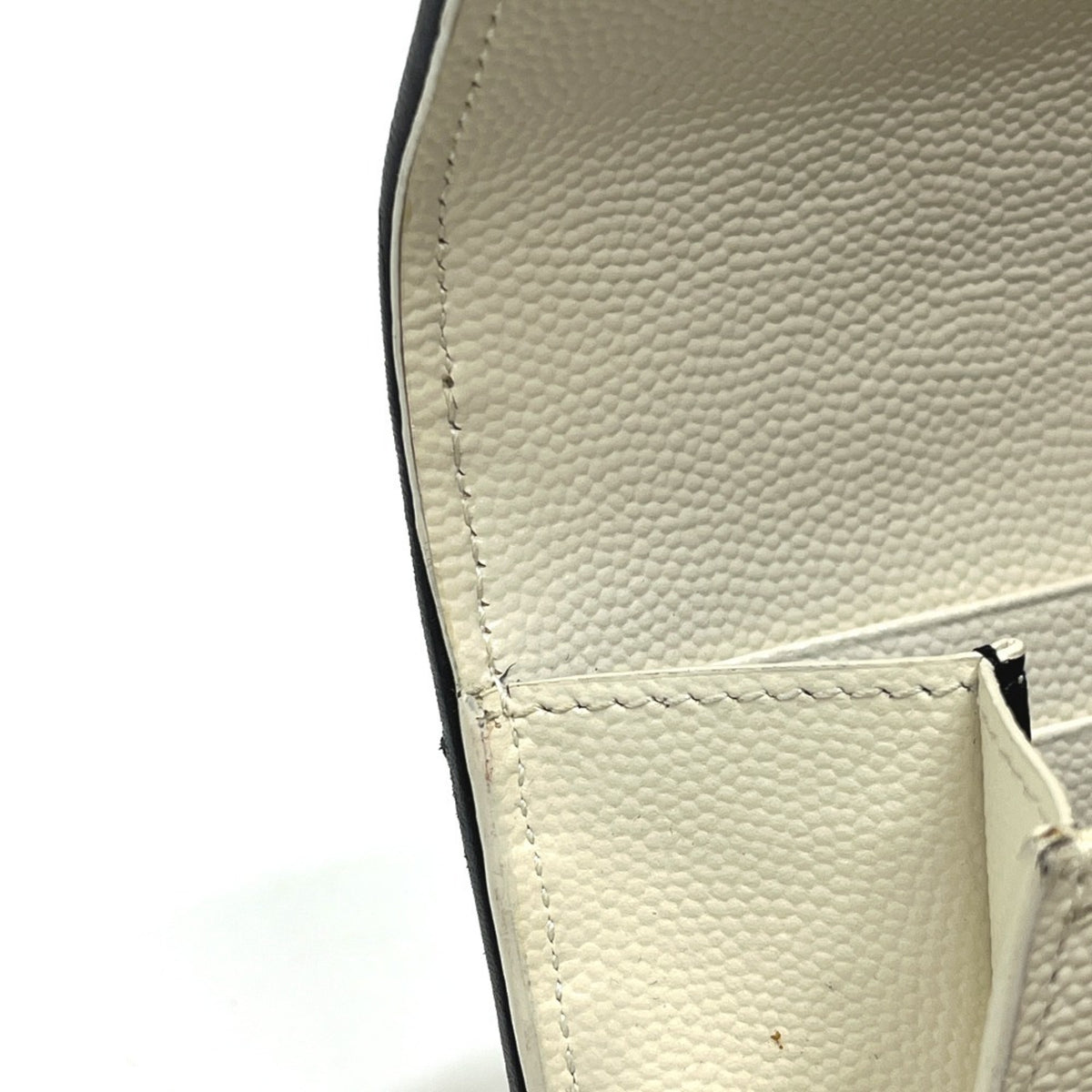 Yves Saint Laurent Black White Leather Long Wallet (Bi-Fold) (Pre-Owned)