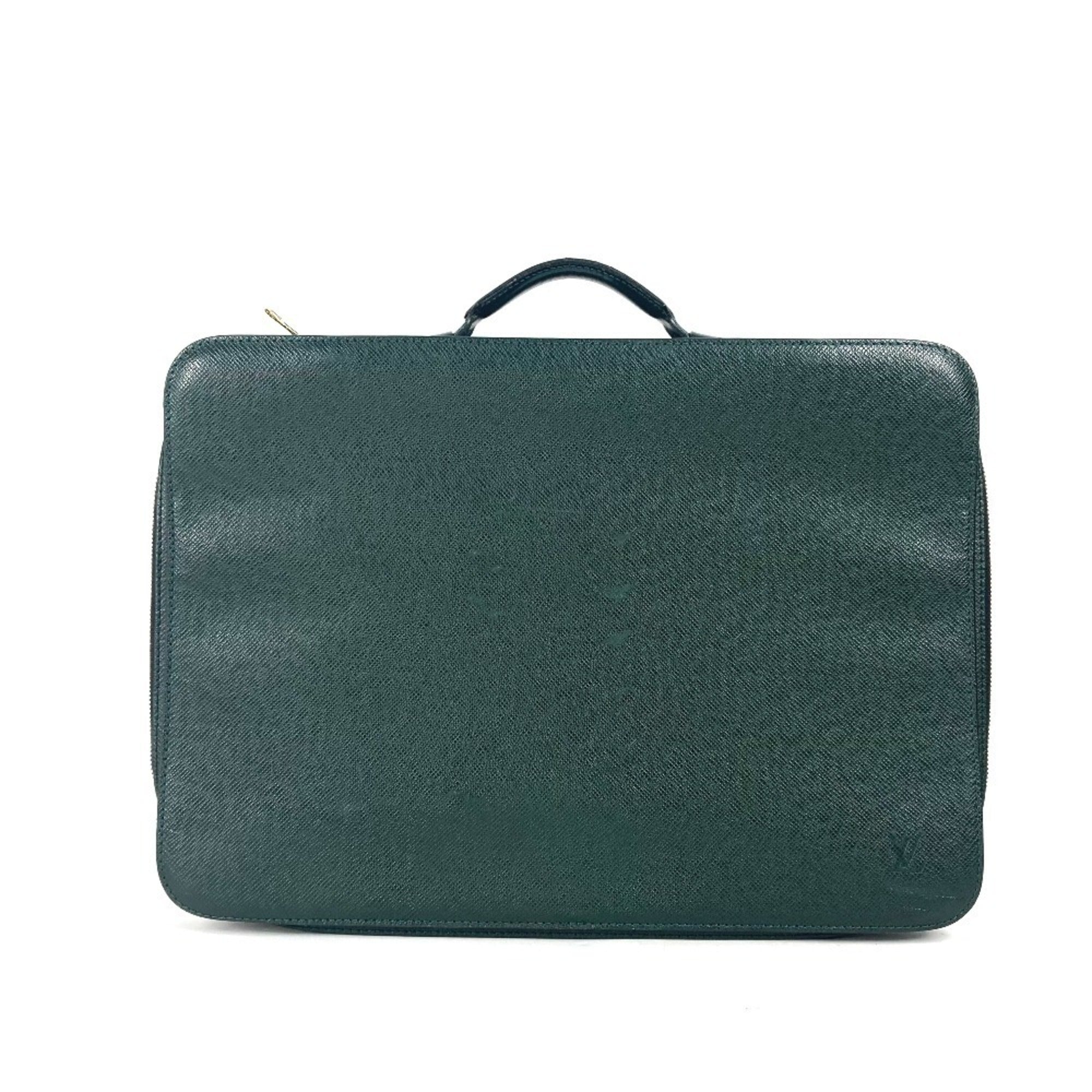 Louis Vuitton Episea Green Taiga Leather Briefcase Handbag (Pre-Owned)
