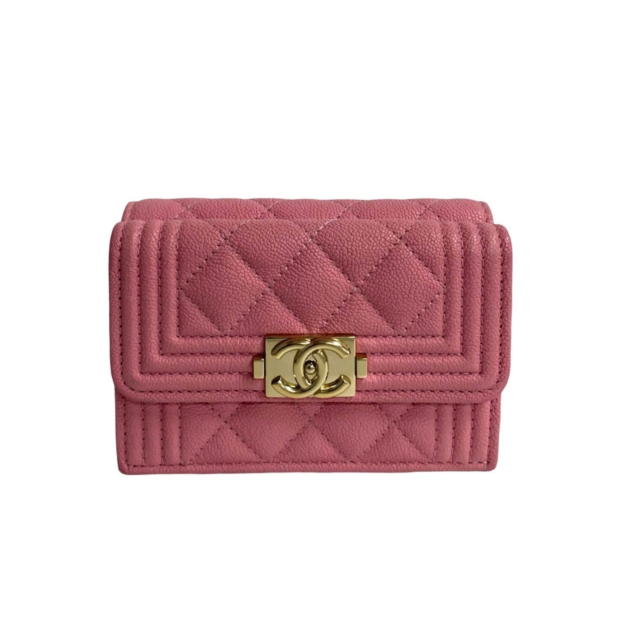 Chanel Pink Grained Calfskin Wallet (Tri-Fold) (Pre-Owned)