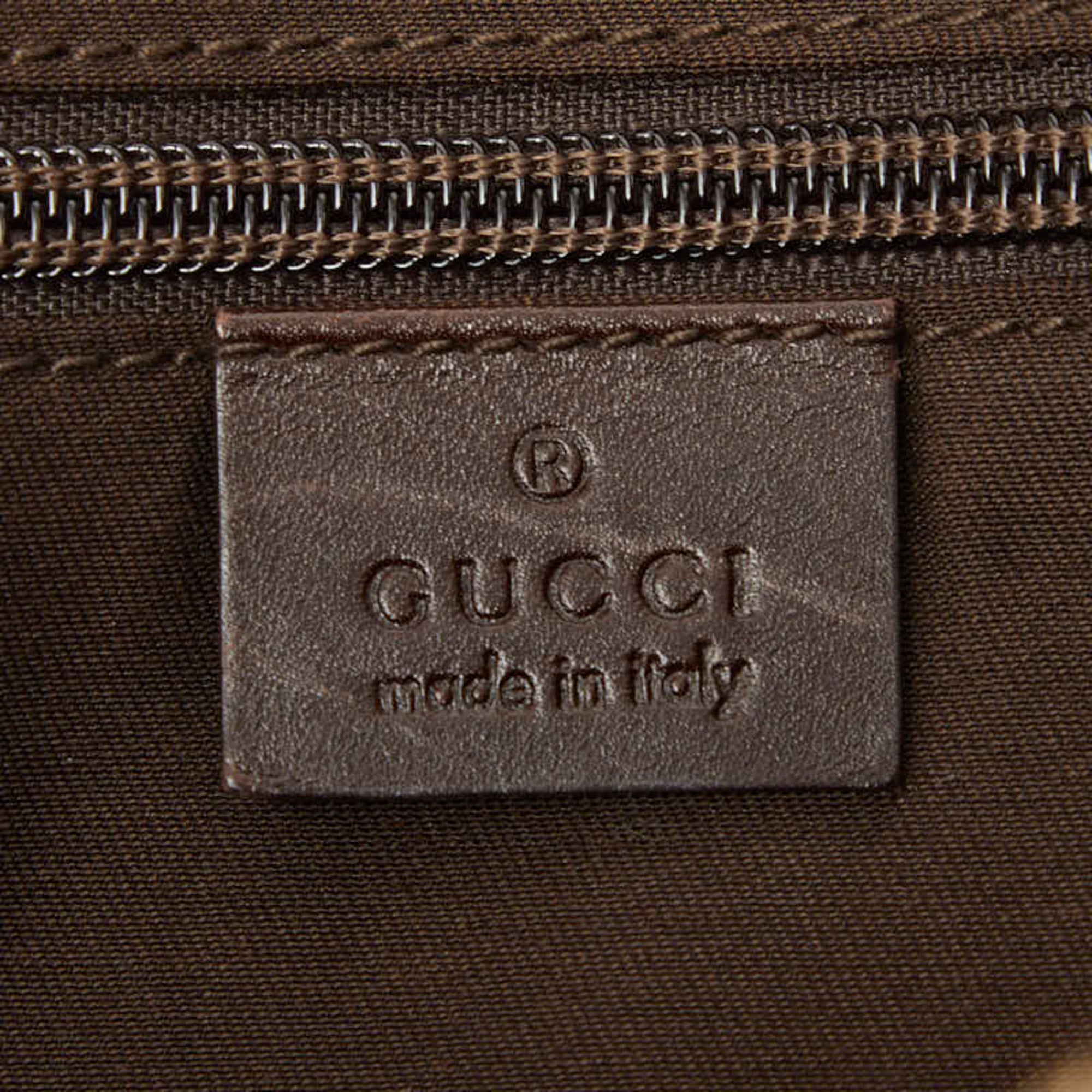 Gucci Beige Brown Canvas Leather Sling Bag (Pre-Owned)