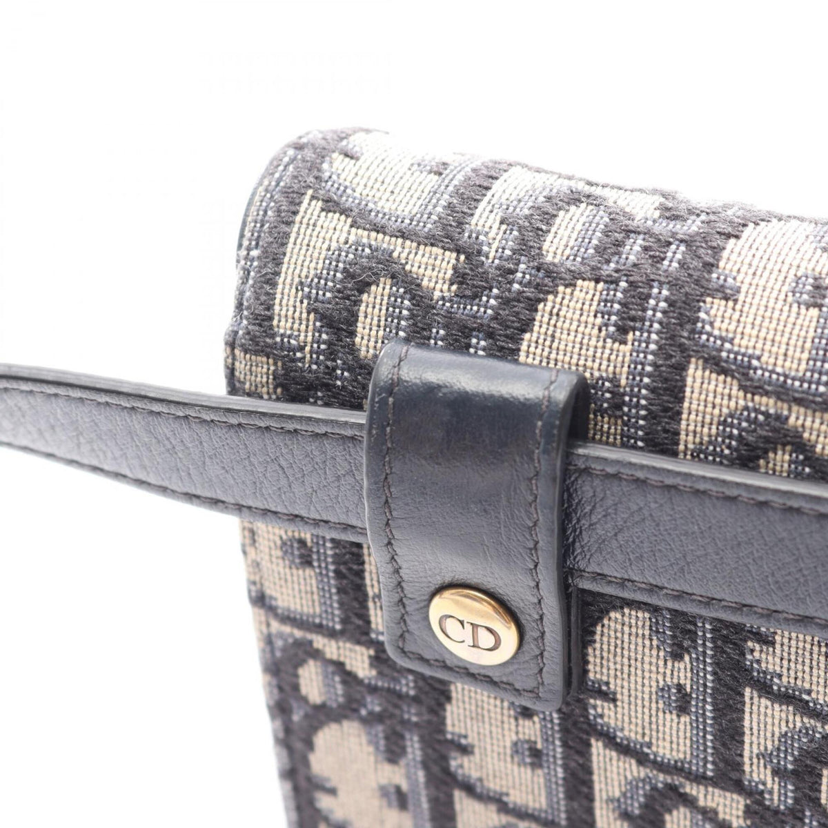 Christian Dior Ivory Navy Canvas Leather Fanny Pack Handbag Saddle Bag (Pre-Owned)
