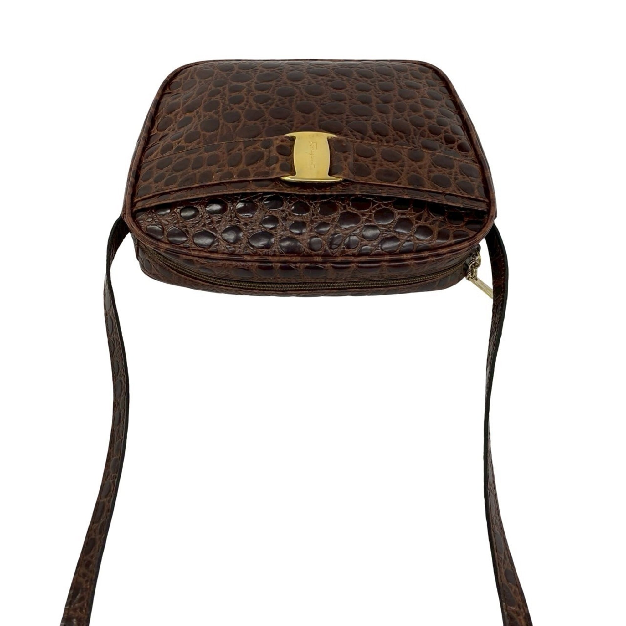 Salvatore Ferragamo Brown Leather Pochette Shoulder Bag (Pre-Owned)