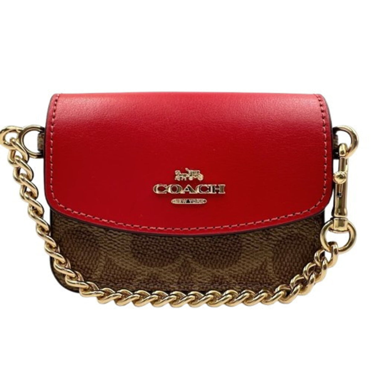 Coach Signature Brown Red Color Pvc Shoulder Bag (Pre-Owned)