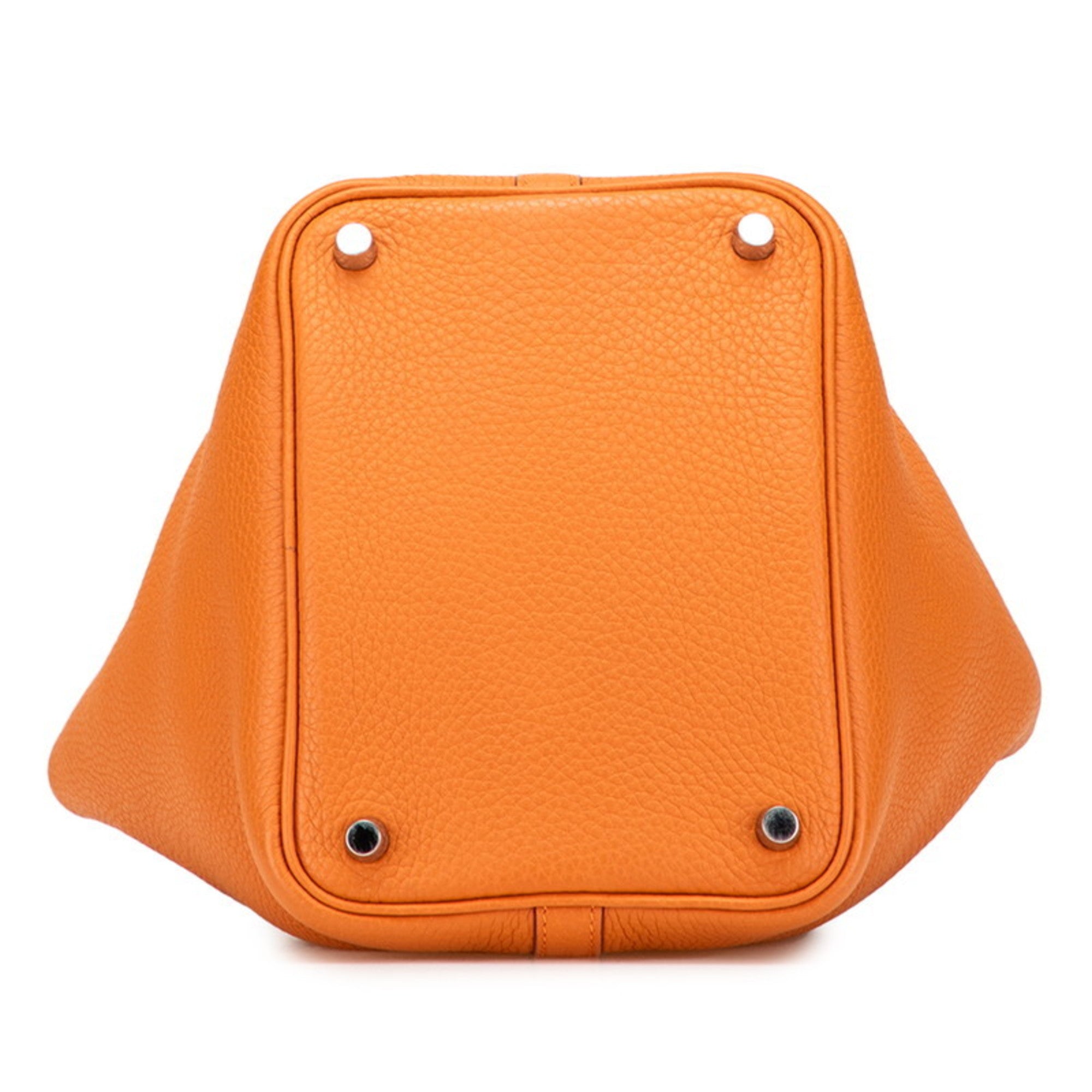 Hermes Picotin Orange Potiron Taurillon Clemence Leather Handbag (Pre-Owned)