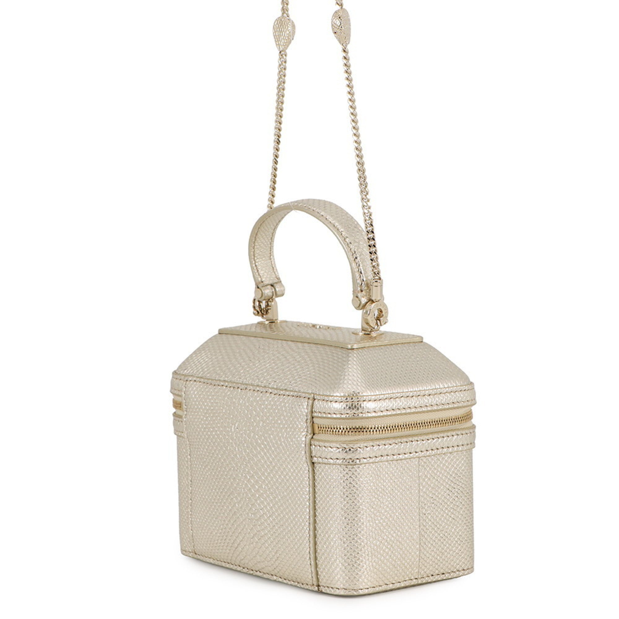 Bvlgari Champagne Gold Leather Handbag Vanity Bag (Pre-Owned)