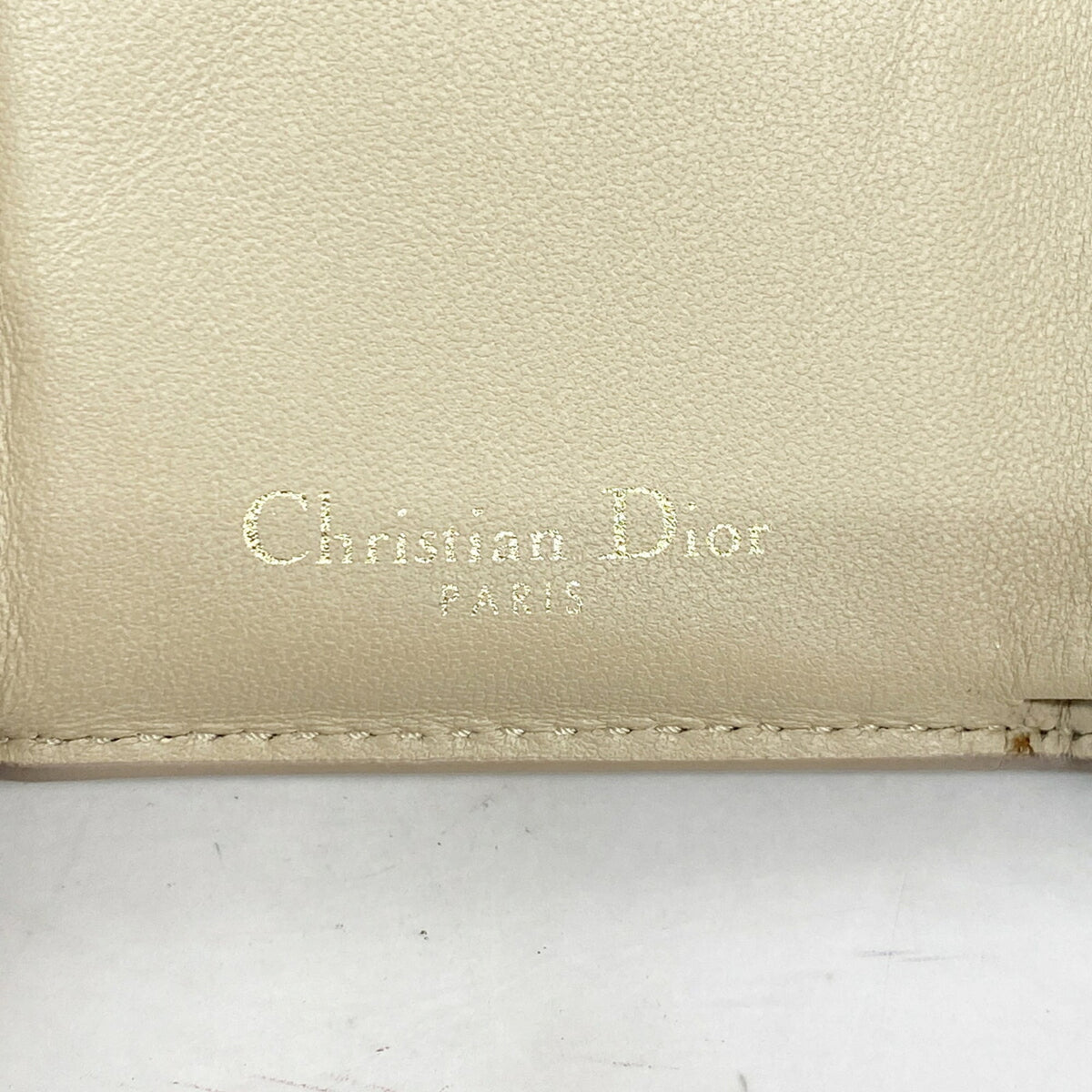 Christian Dior Beige Leather Wallet (Tri-Fold) (Pre-Owned)