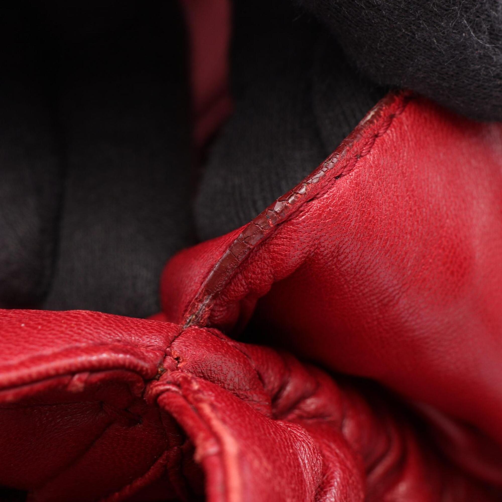 Christian Dior Red Color Leather Handbag Tote Bag (Pre-Owned)
