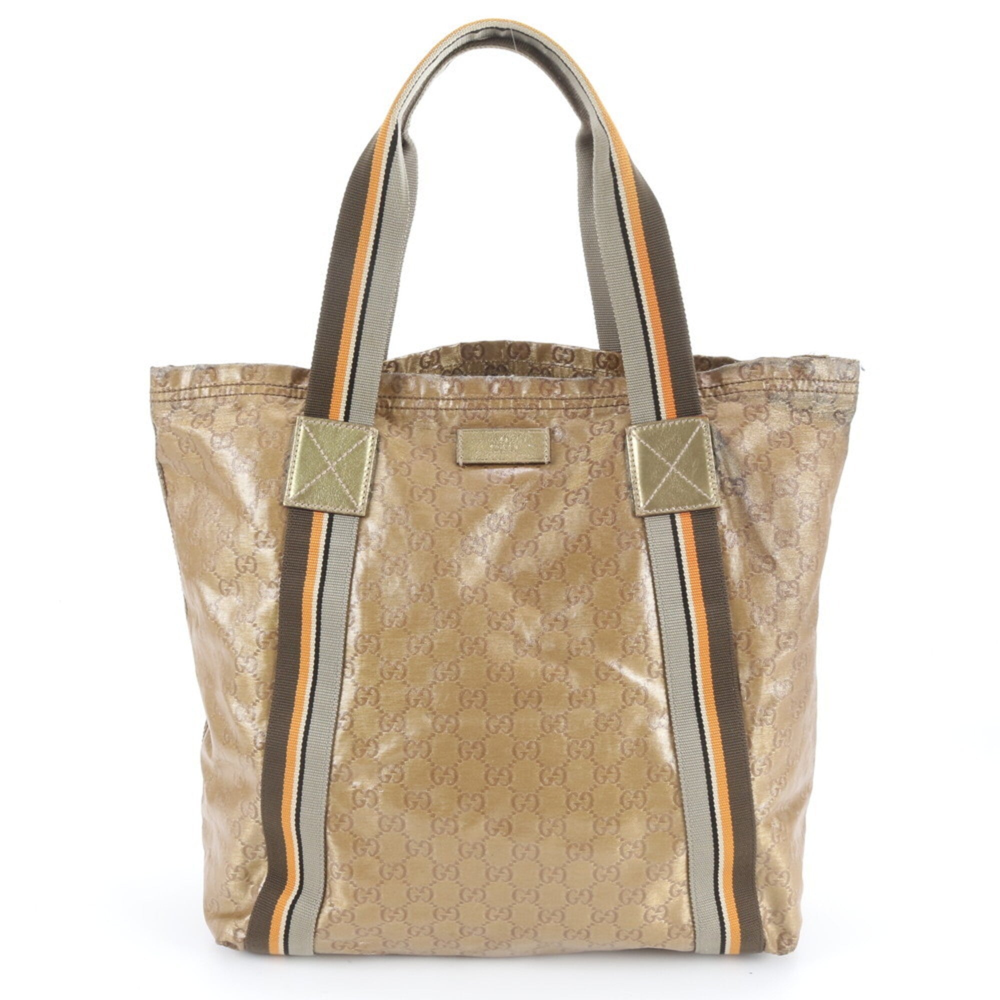 Gucci Brown Coated Canvas Leather Handbag Tote Bag (Pre-Owned)