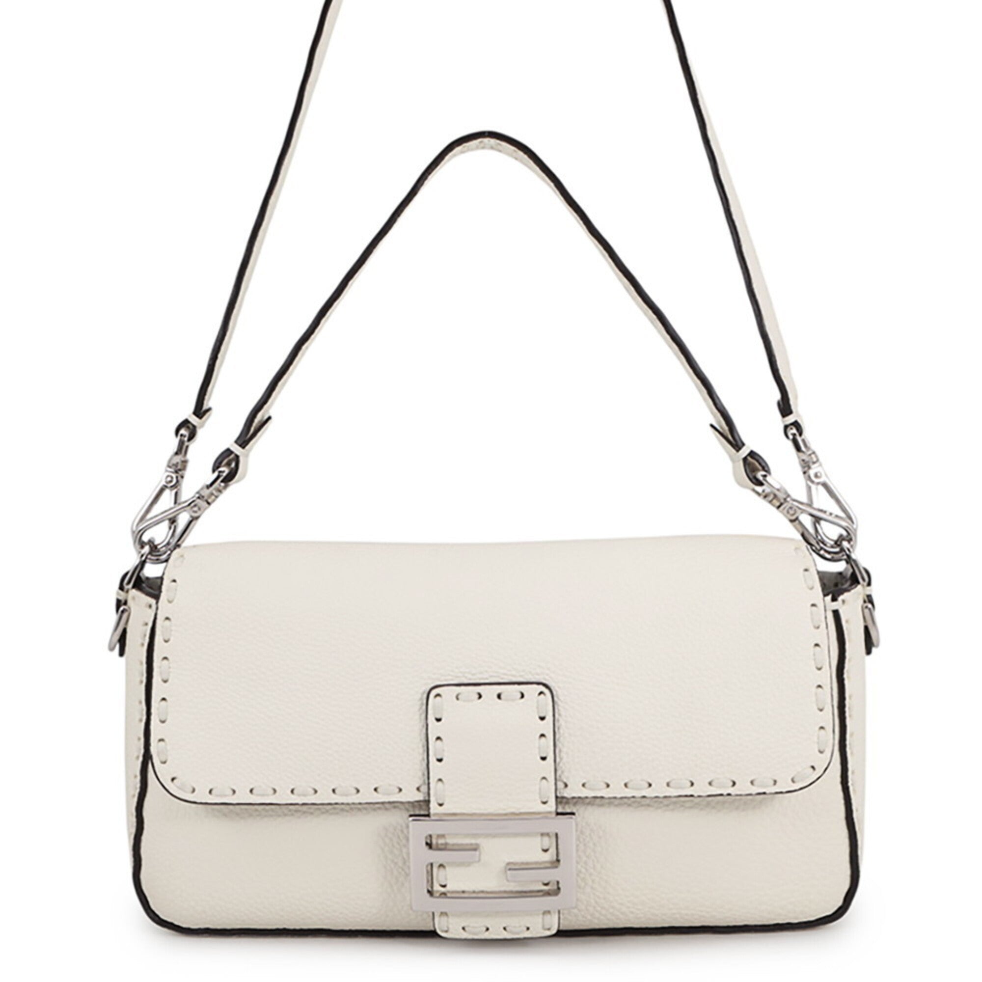 Fendi Selleria White Leather Handbag (Pre-Owned)
